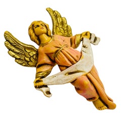 Vintage ITALY 1990 signed unique angel brooch