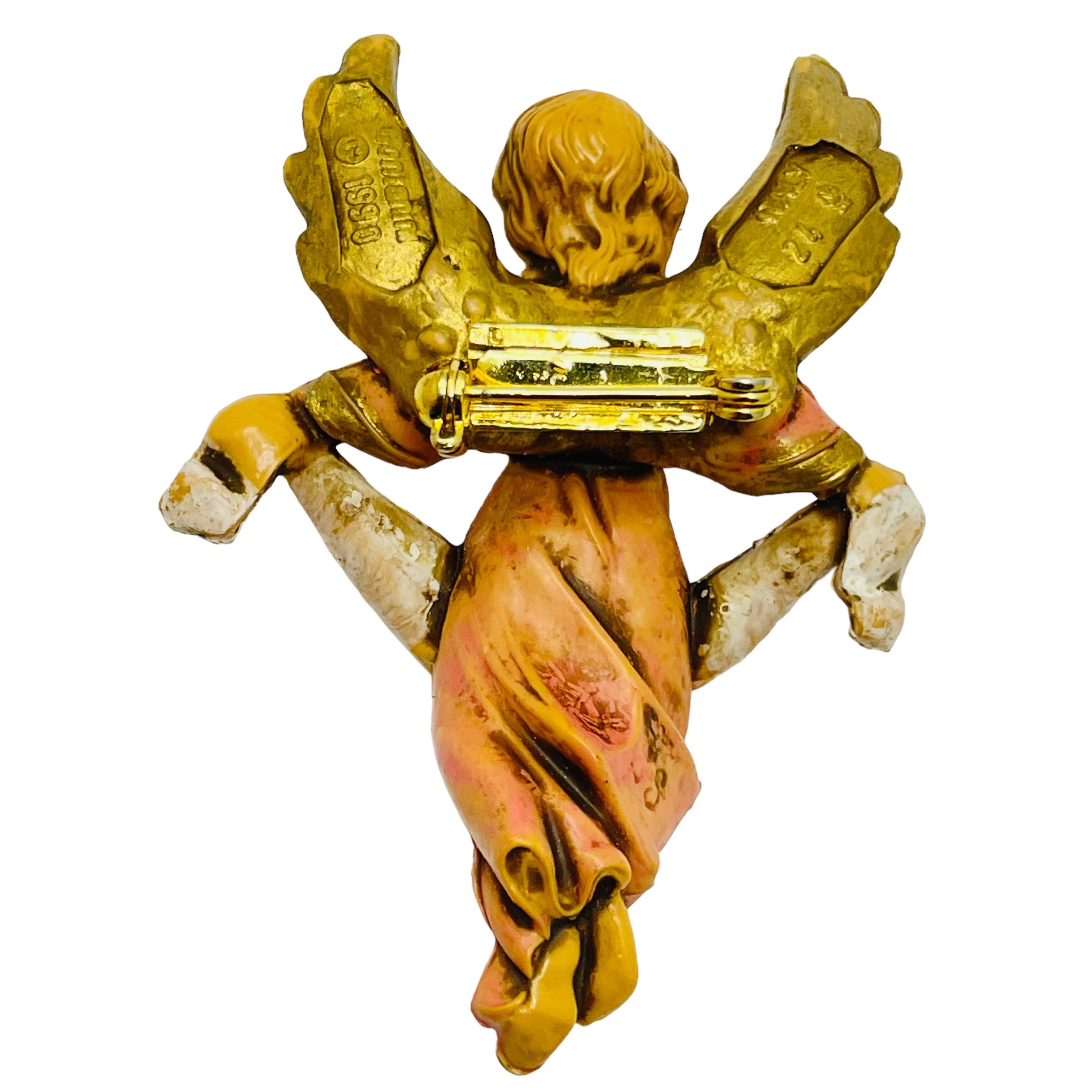 Vintage ITALY 1990 signed unique angel brooch For Sale at 1stDibs