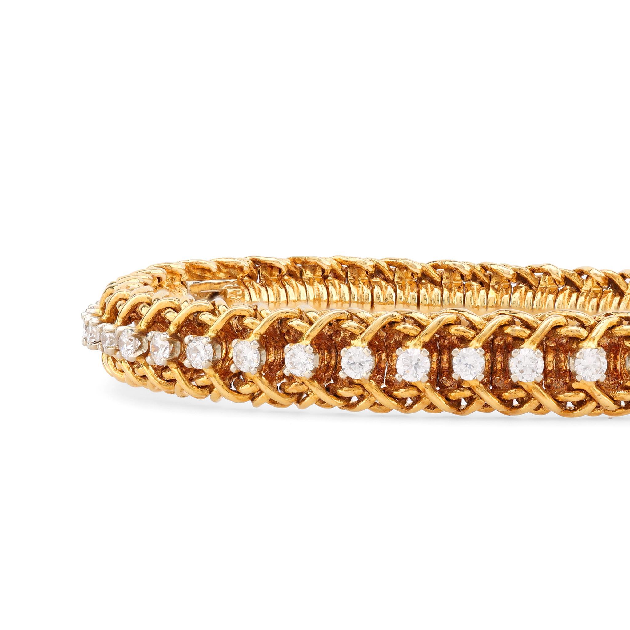 Armband aus 18 Karat Gelbgold mit 2,5 Karat Diamanten, Italien, Vintage (Moderne)