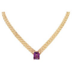 Vintage By 9,2 Carati Ametista Collana in oro giallo 14K