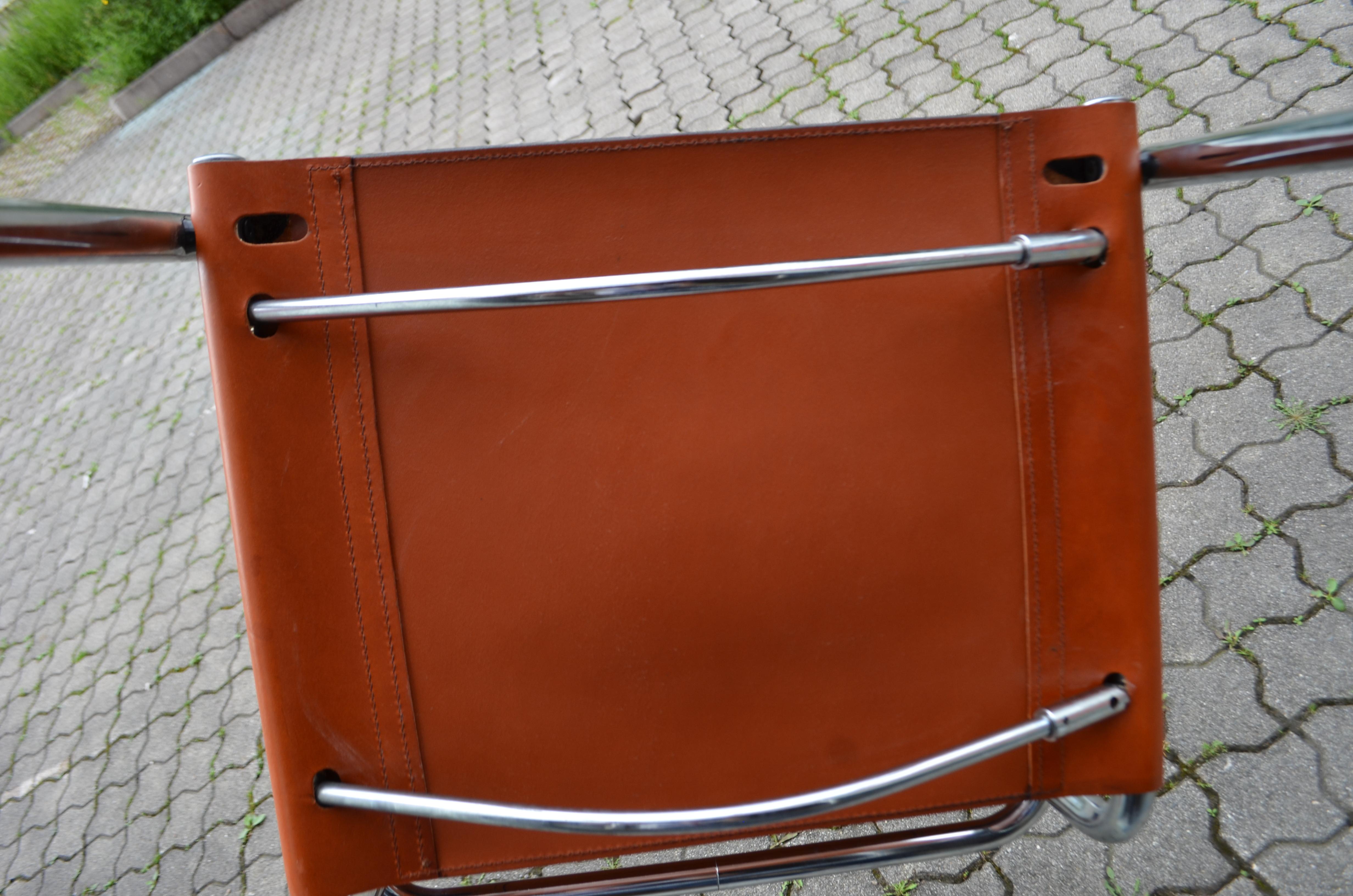 Vintage Italy Cognac Chrom Leather Chair Poltrona a sbalzo in vendita 10