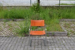 Vintage Italy Cognac Chrom Leather Chair Armchair Cantilever