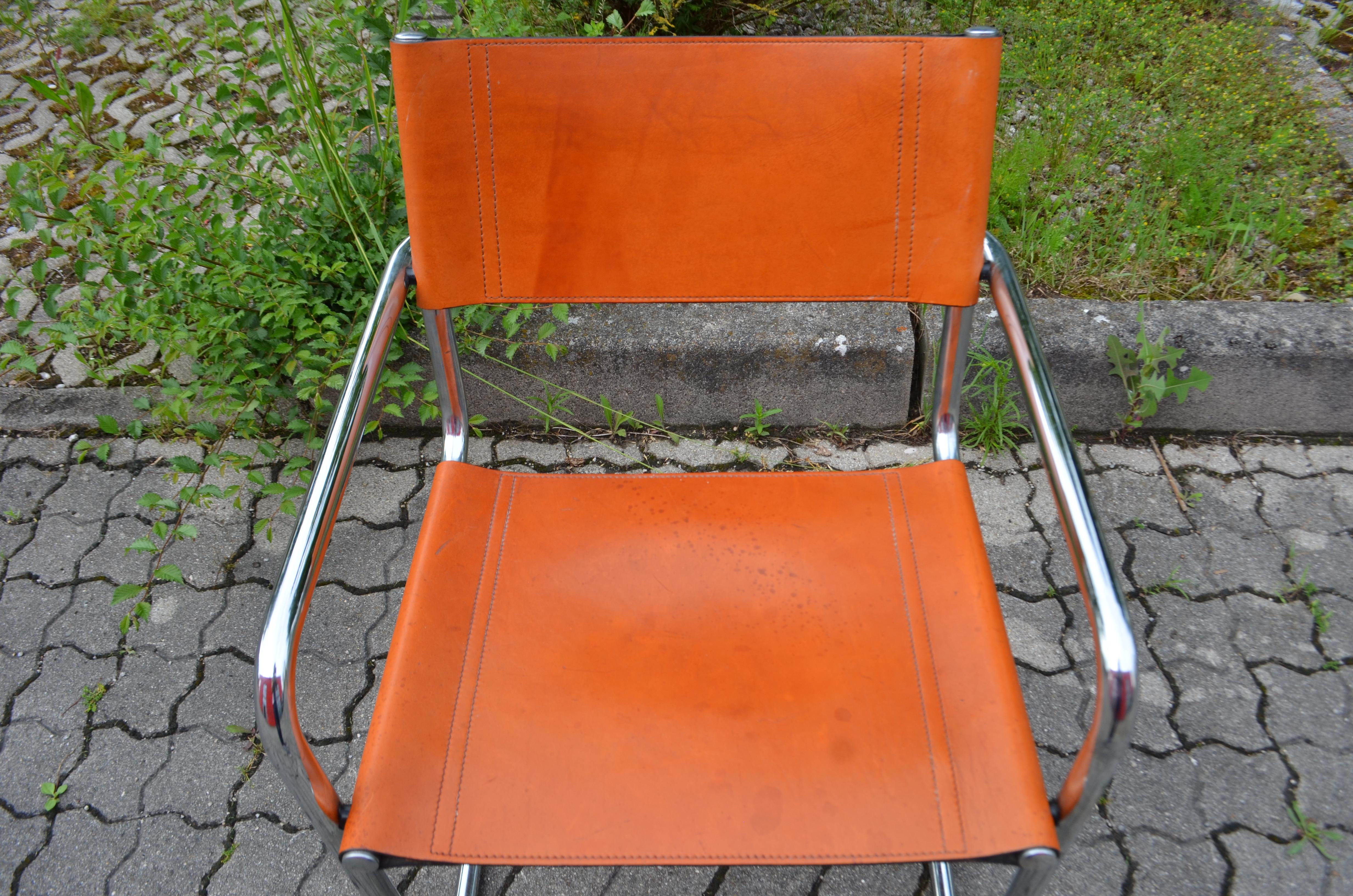 Vintage Italy Cognac Chrom Leather Chair Poltrona a sbalzo In condizioni buone in vendita a Munich, Bavaria
