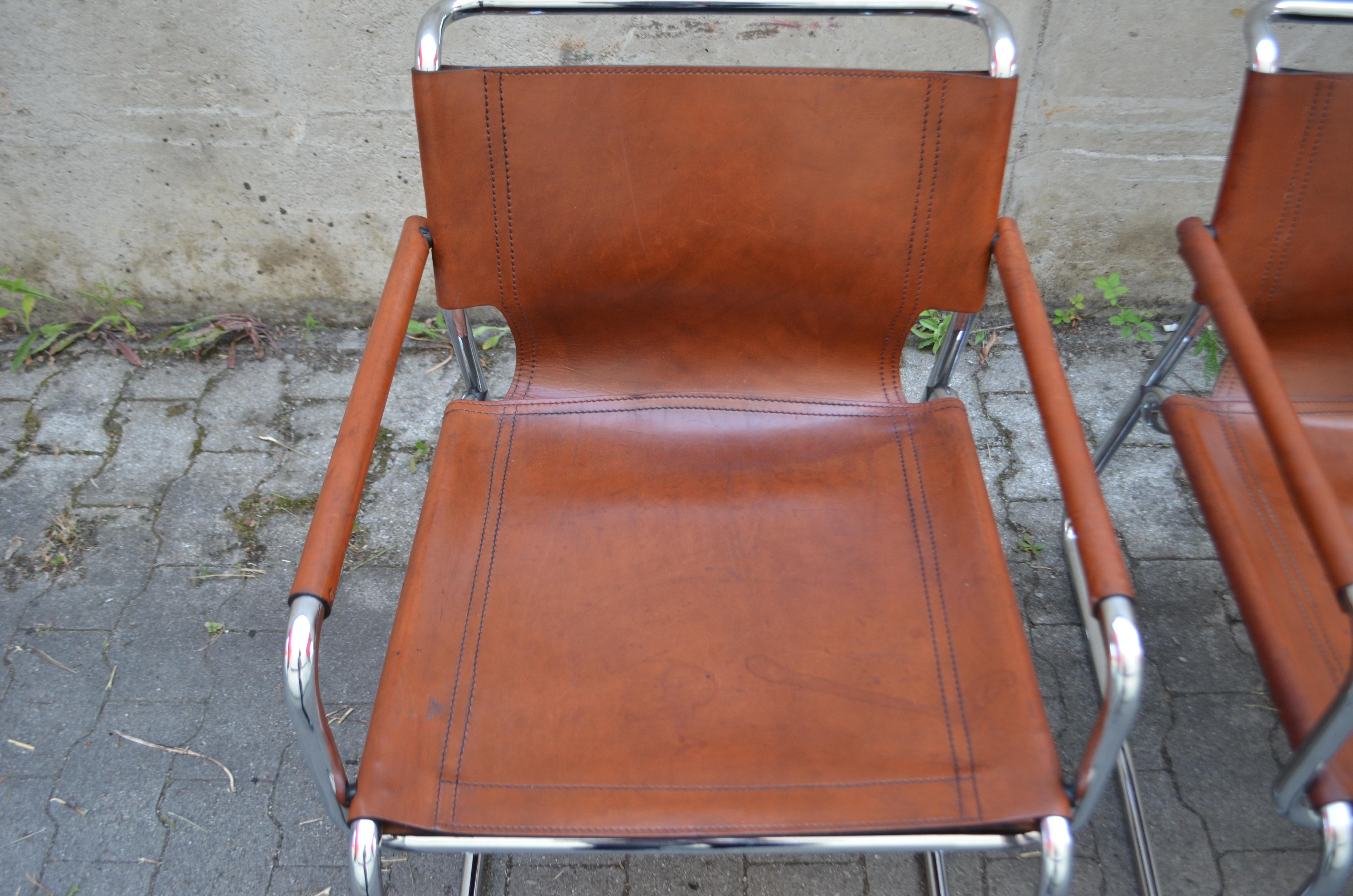 20th Century Vintage Italy Ox Red Cognac Saddle Leather Lounge Chair 1 of 2 For Sale