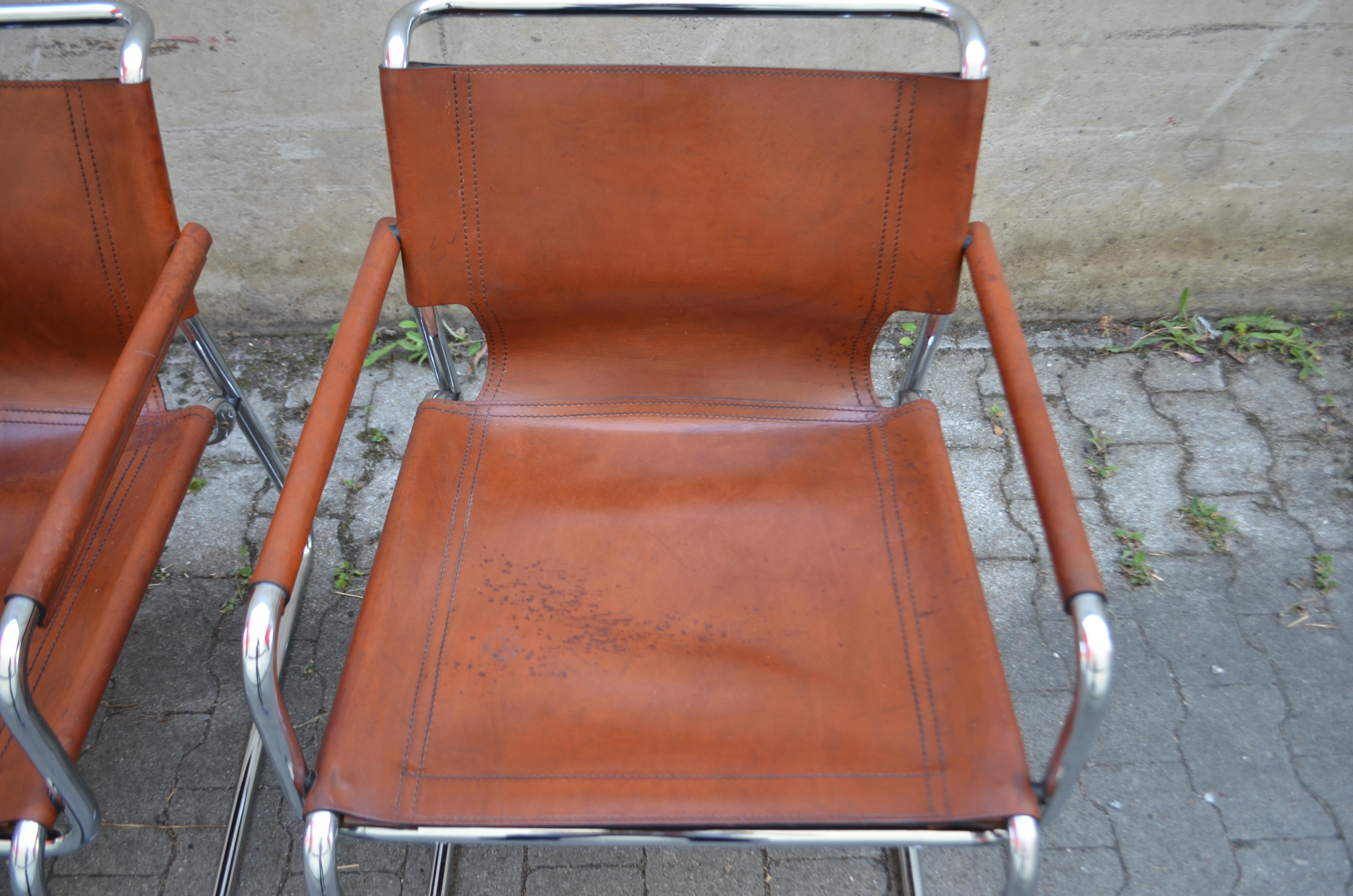 Vintage Italy Ox Red Cognac Saddle Leather Lounge Chair 1 of 2 For Sale 1