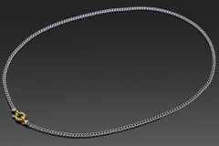 Vintage Italy Yellow Gold & Platinum 3mm Cuban Link Chain Necklace 19 Inches