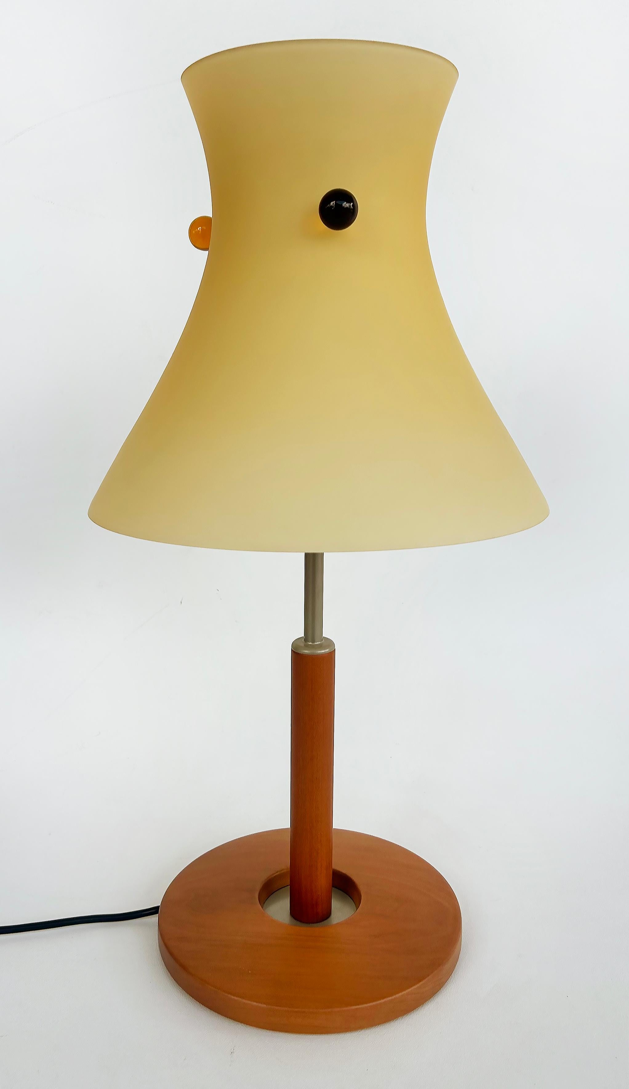 Vintage ITRE Murano Venezia Muranoglas Tischlampe in Holz, 