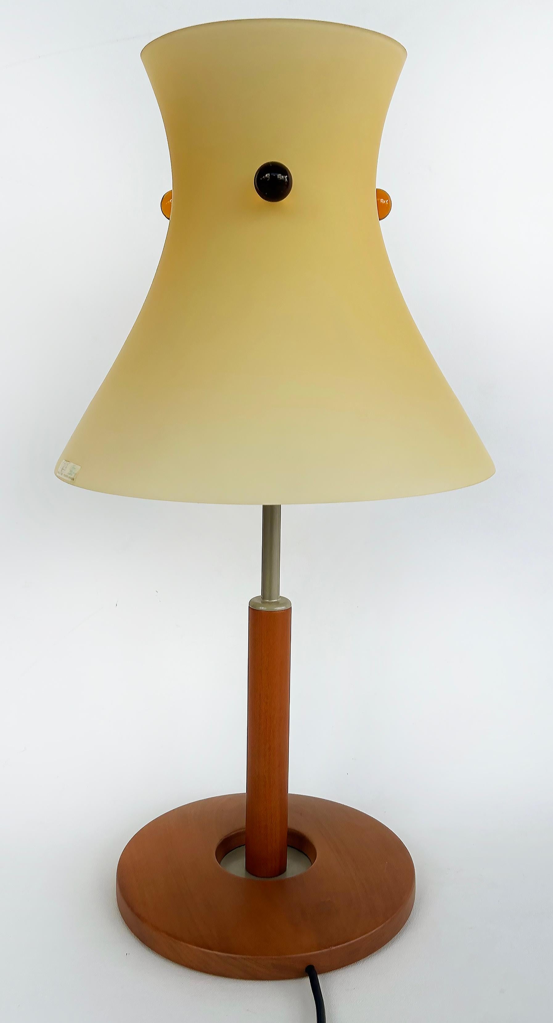 Vintage ITRE Murano Venezia Muranoglas Tischlampe in Holz, 