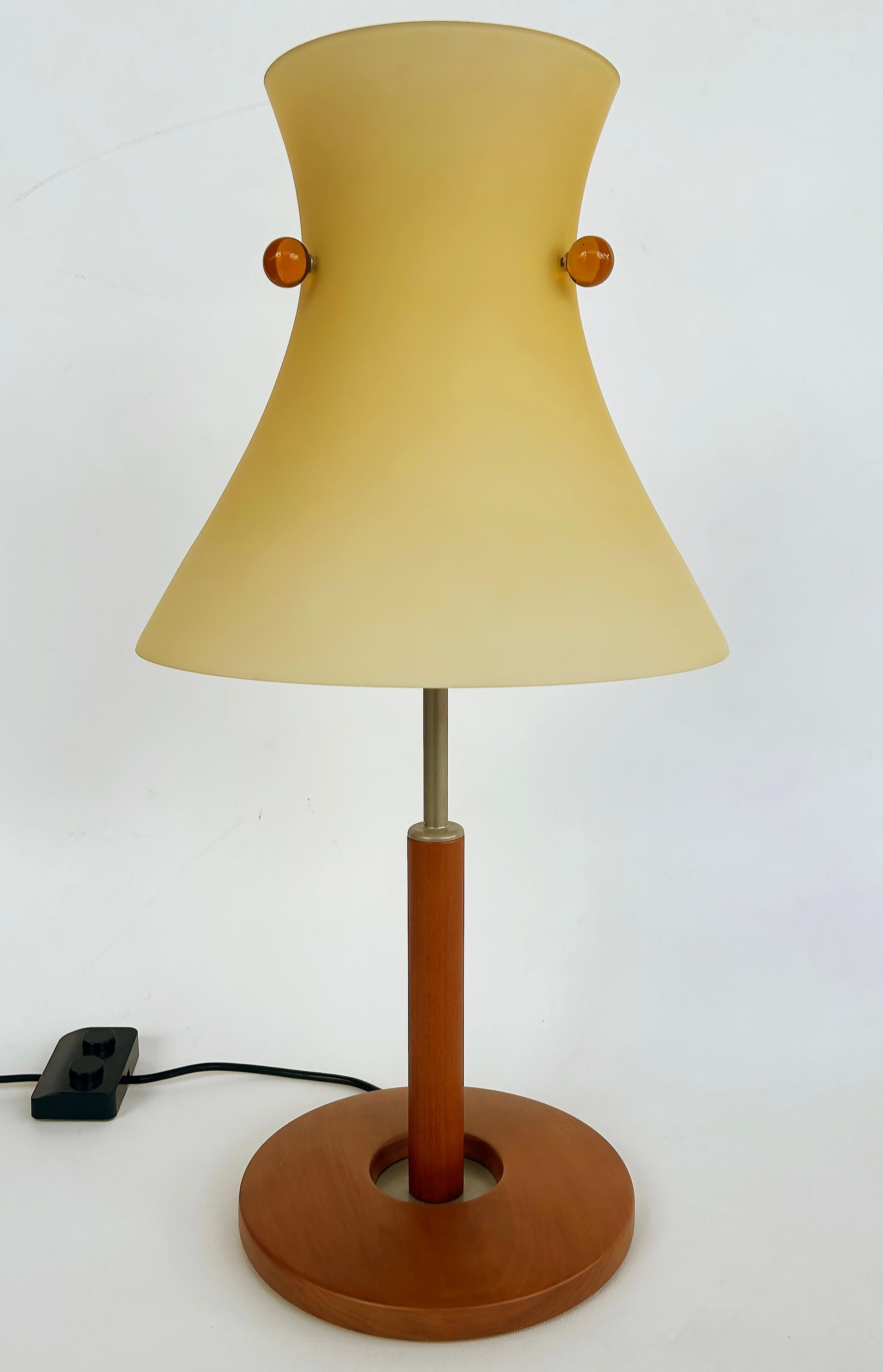 Vintage ITRE Murano Venezia Muranoglas Tischlampe in Holz, 