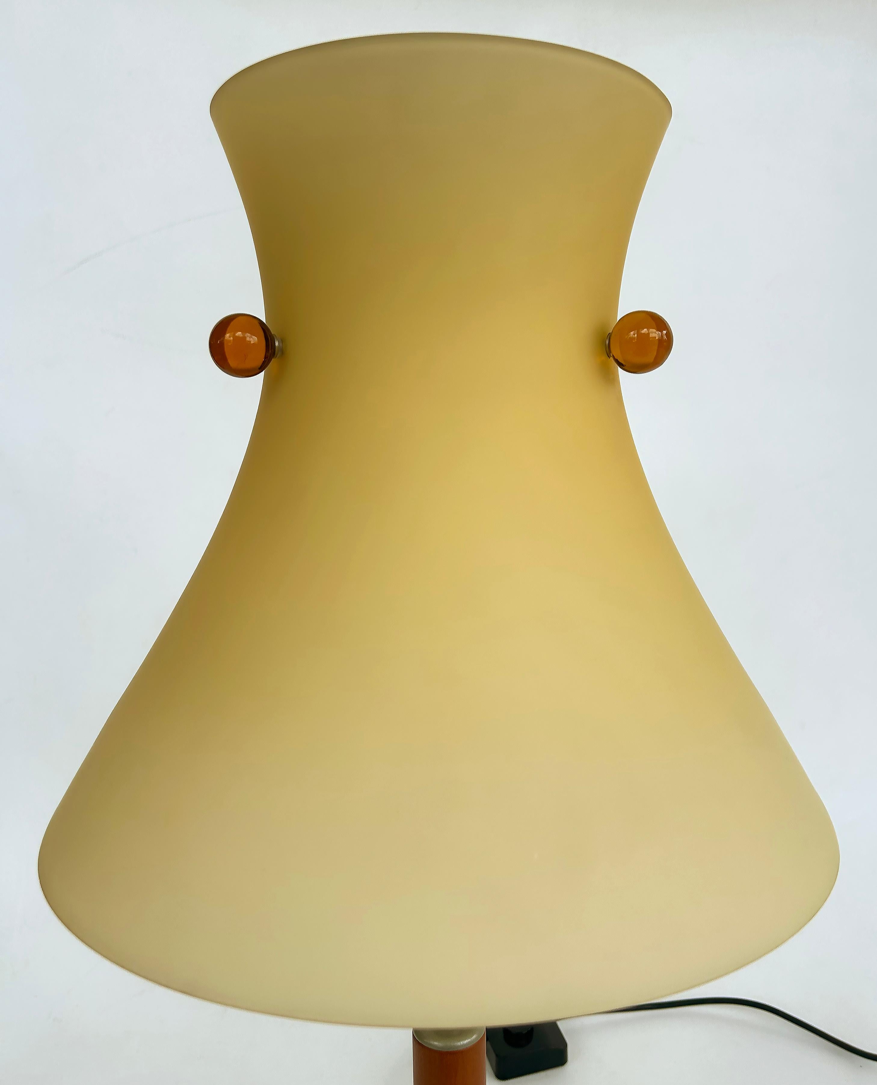 Vintage ITRE Murano Venezia Muranoglas Tischlampe in Holz, 