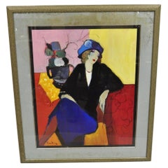 Vintage Itzchak Tarkay Givon Print "Suzanne" Framed Serigraph Print Poster