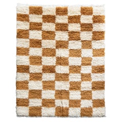 Vintage Ivory and Apricot Village Tülü Rug, 3'7" x 4'8", Folk Art Wall-Hanging
