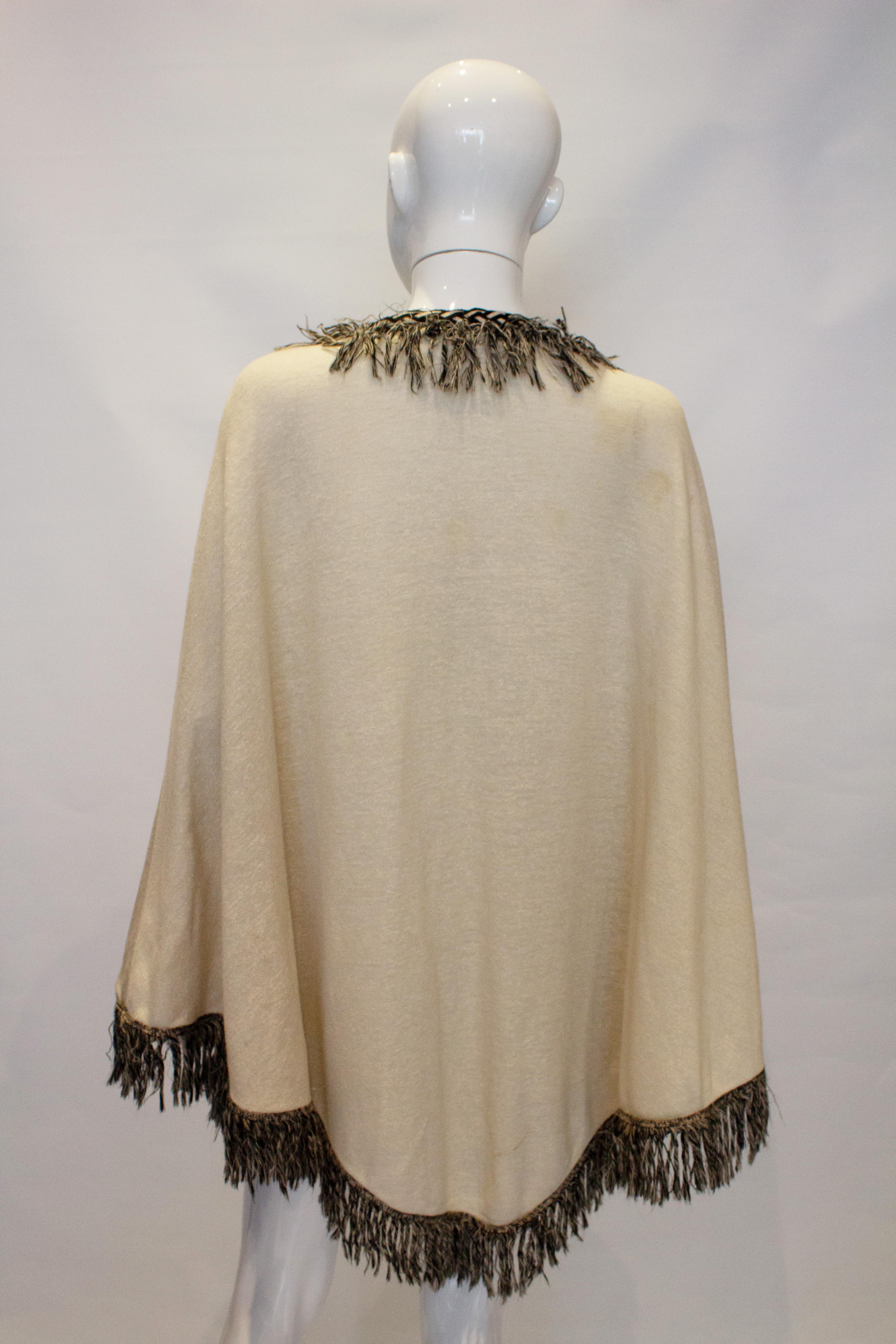 Women's Vintage Ivory and Black Cape by Fierony Paris For Sale