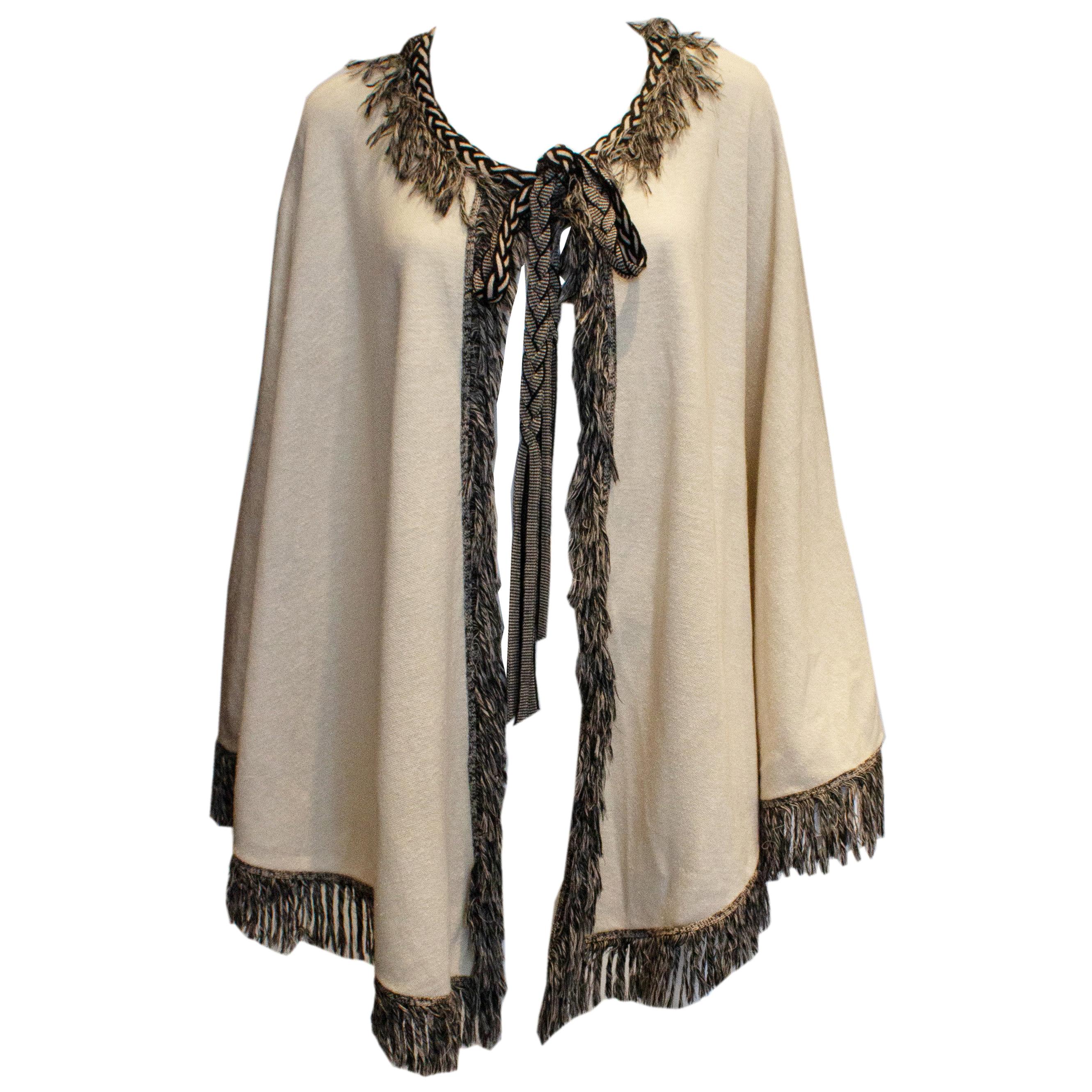 Vintage Ivory and Black Cape by Fierony Paris