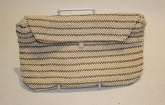Vintage Ivory and Brown Beaded Purse
