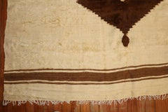 Vintage Ivory and Brown Turkish Mohair Rug