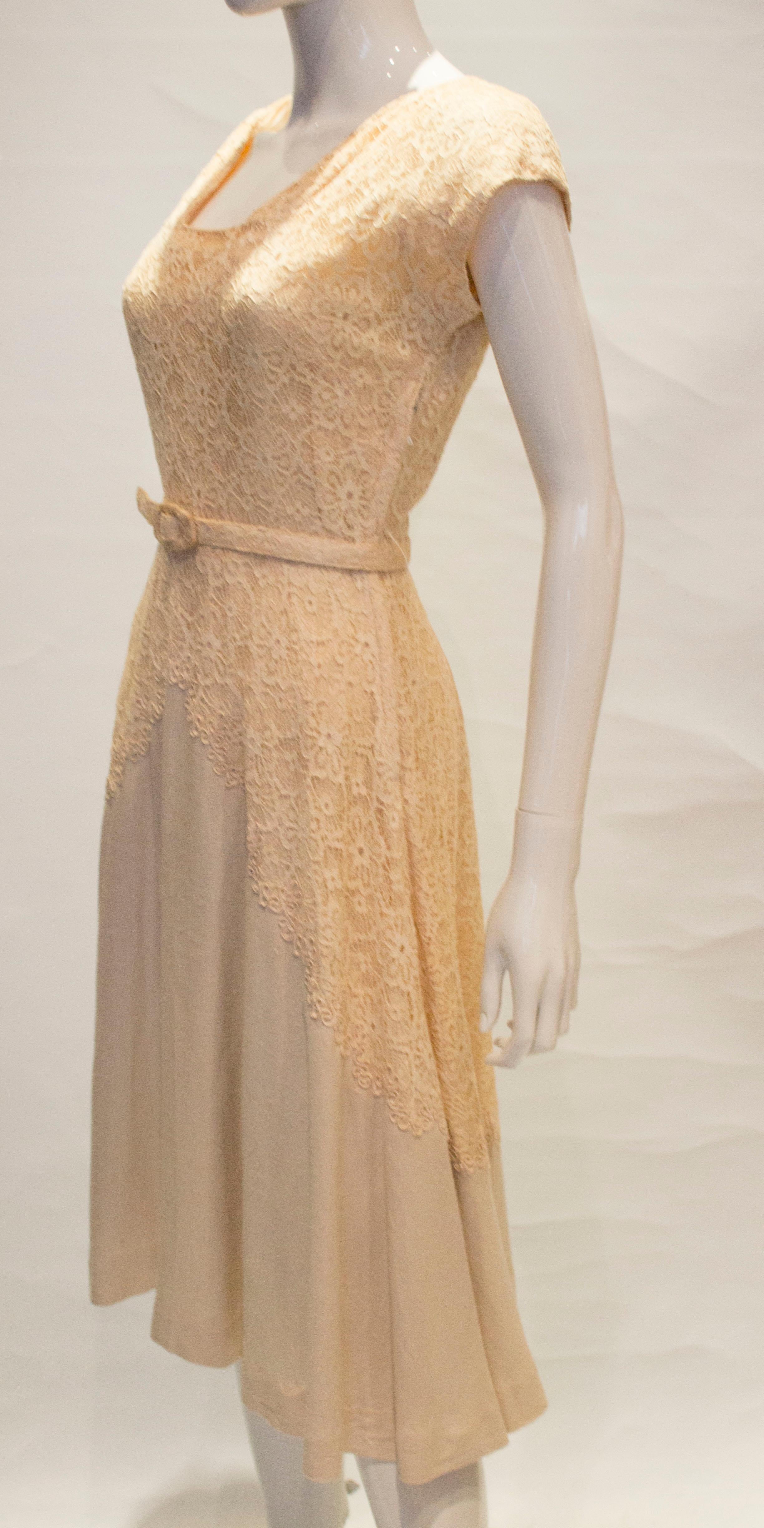 Women's Vintage Ivory and Lace Dress by Well Made London. For Sale