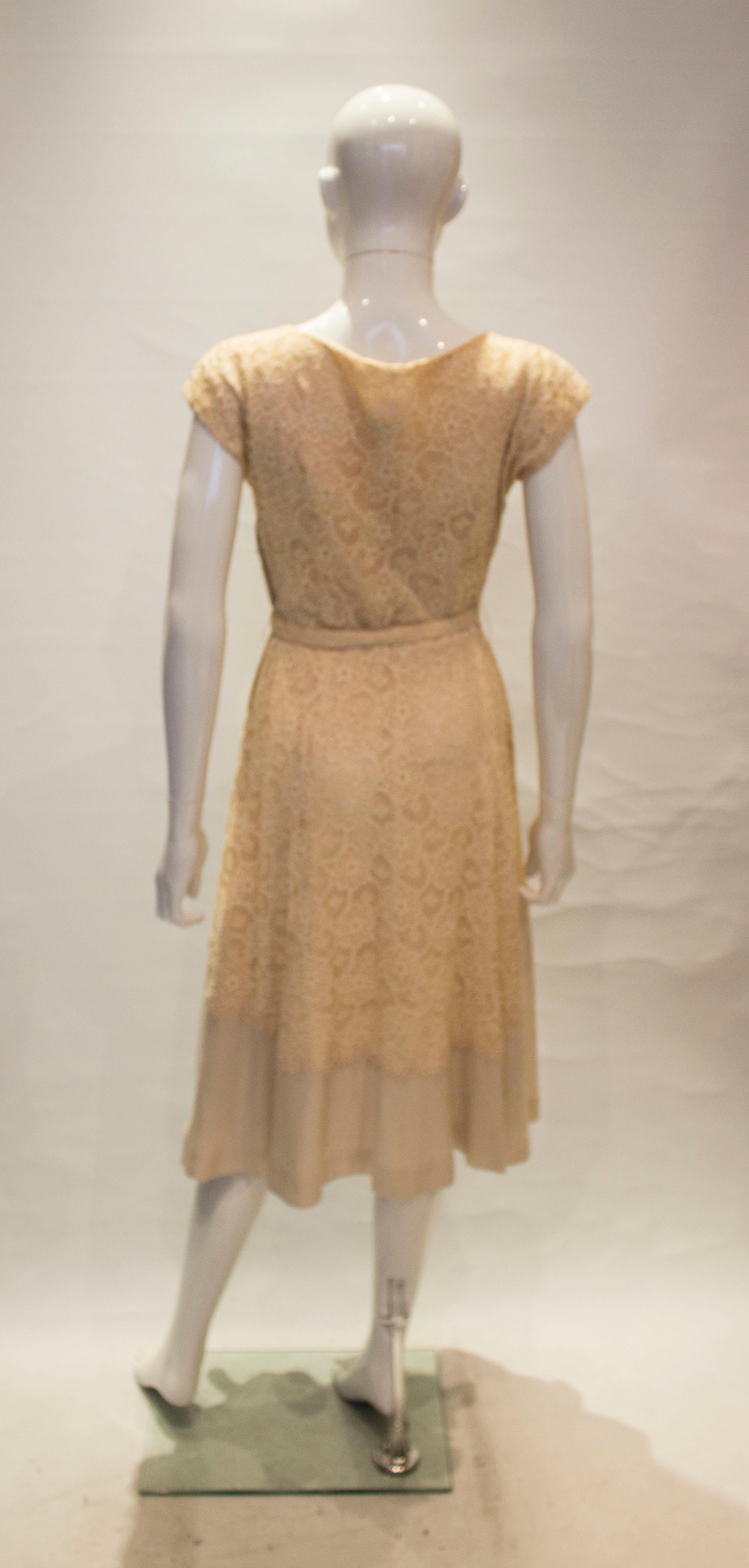 Vintage Ivory and Lace Dress by Well Made London. For Sale 2