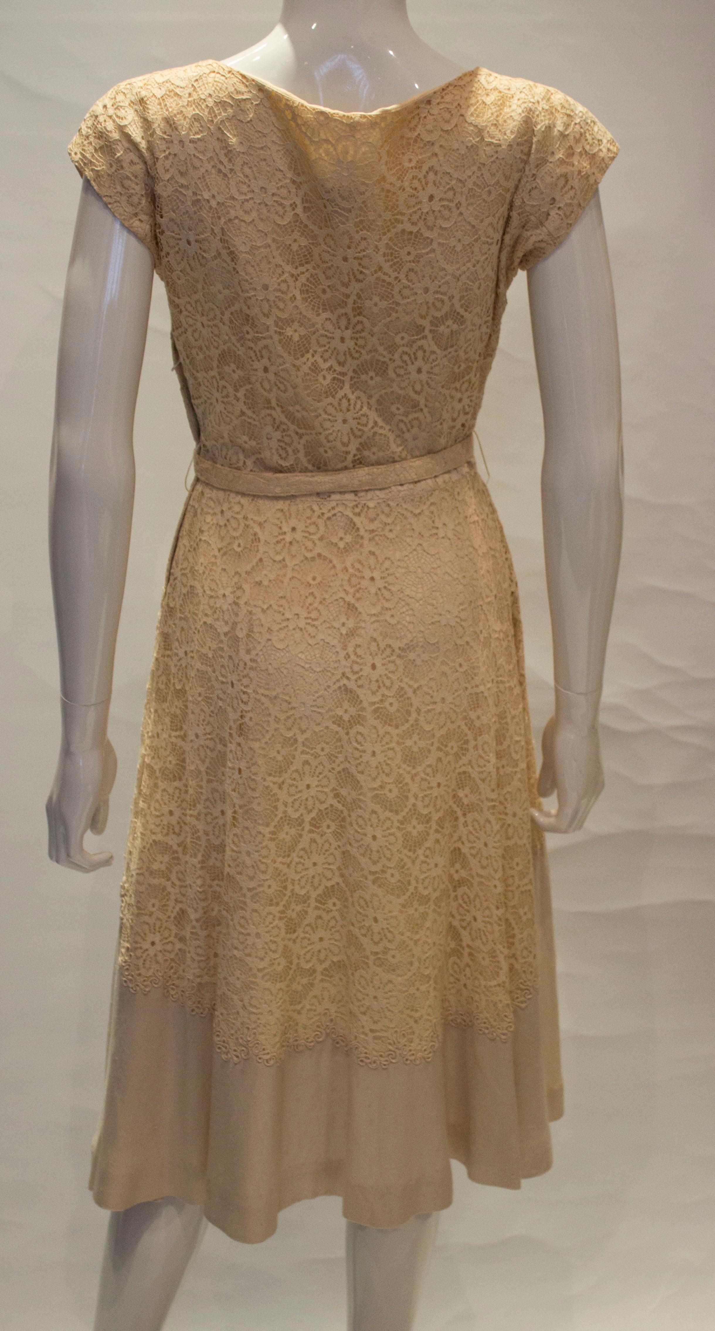 Vintage Ivory and Lace Dress by Well Made London. For Sale 3