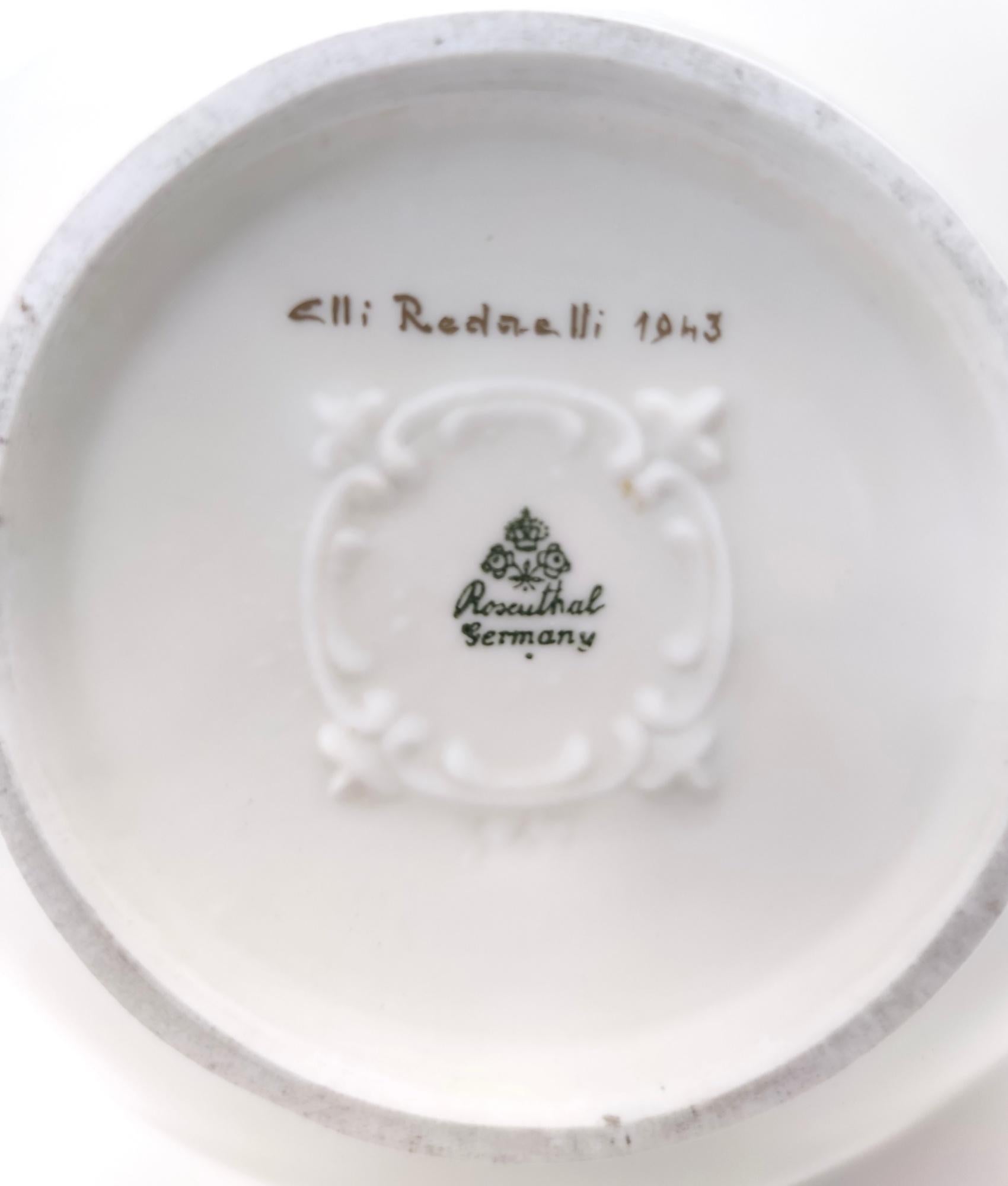 Vaso vintage in ceramica avorio con dettagli floreali marroni di Rosenthal, Italia in vendita 9