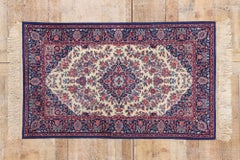Vintage Ivory Chinese Tabriz Rug with Traditional Style
