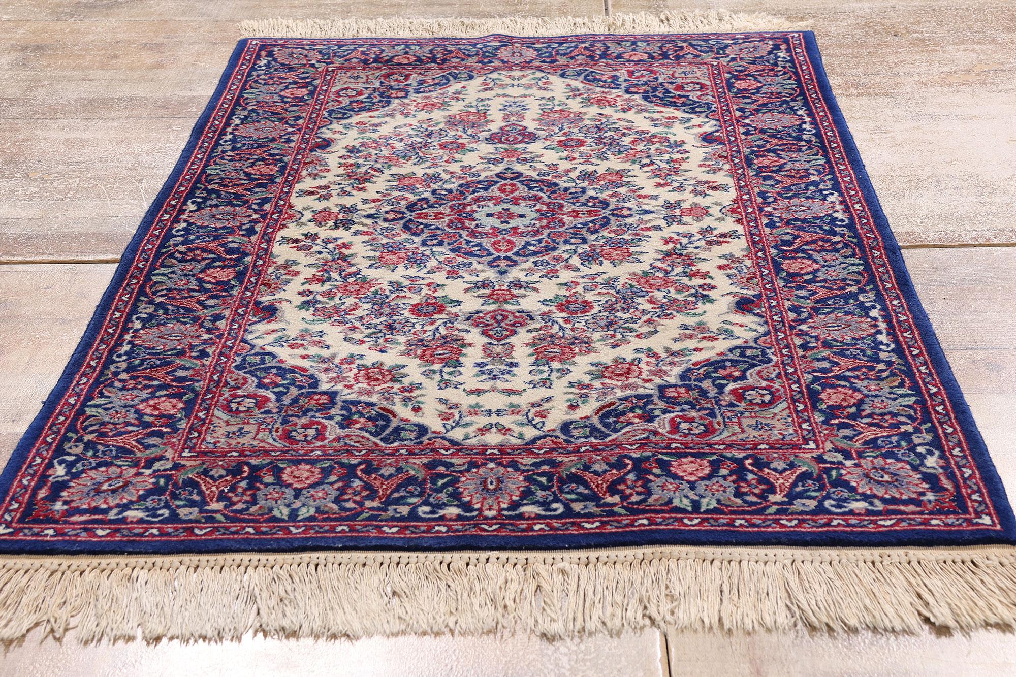 Hand-Knotted Vintage Ivory Chinese Tabriz Rug with Traditional Style For Sale