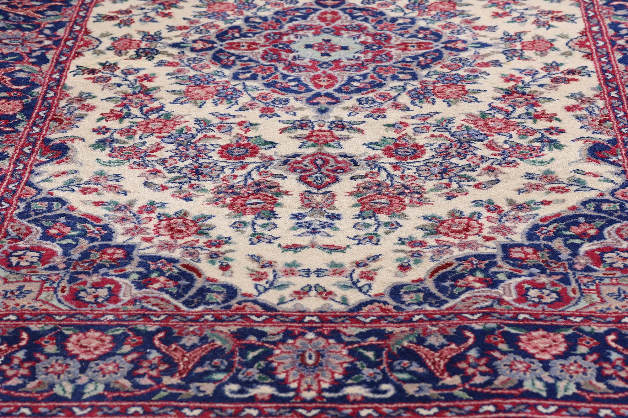 20th Century Vintage Ivory Chinese Tabriz Rug with Traditional Style For Sale