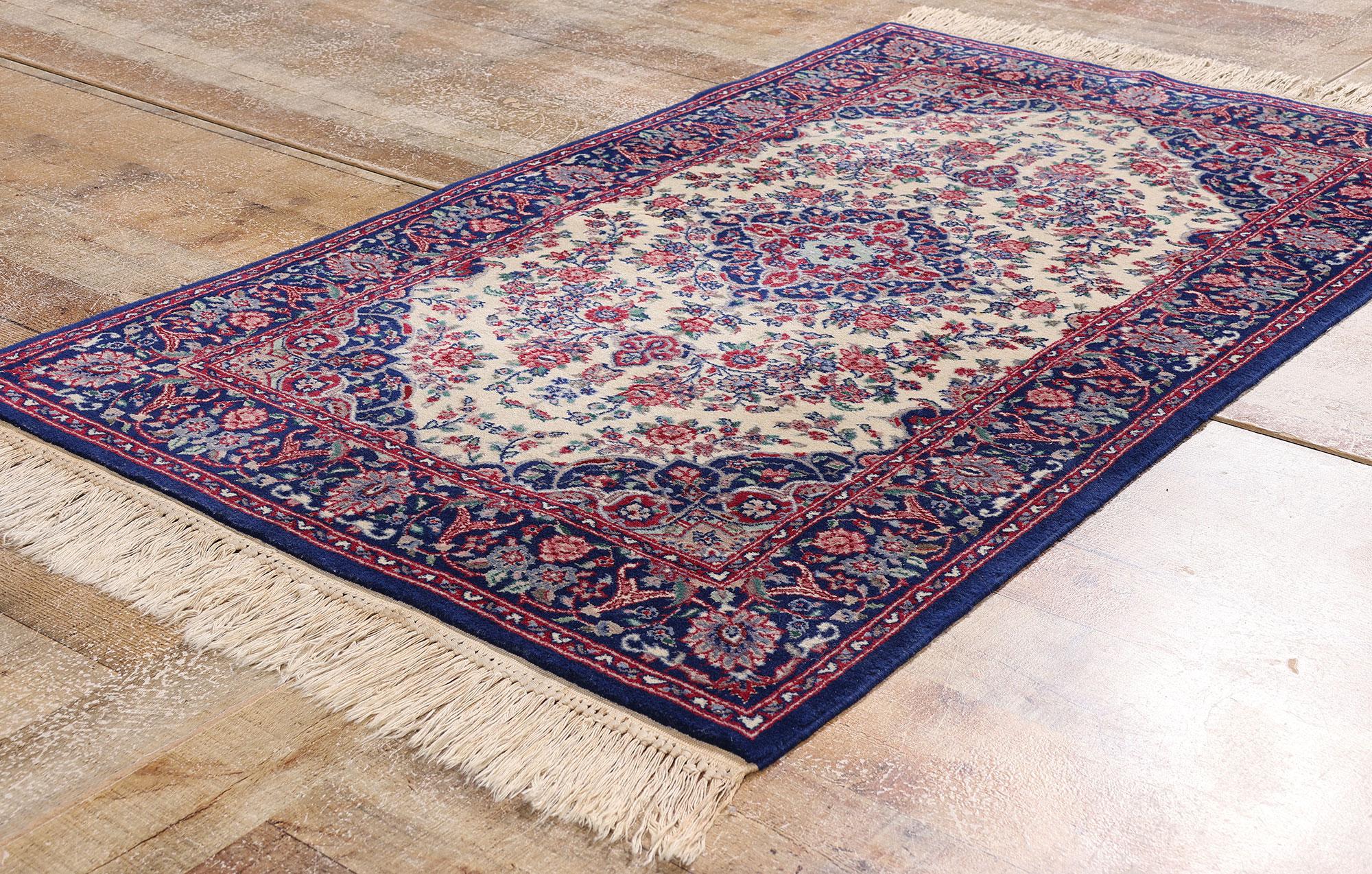 Wool Vintage Ivory Chinese Tabriz Rug with Traditional Style For Sale