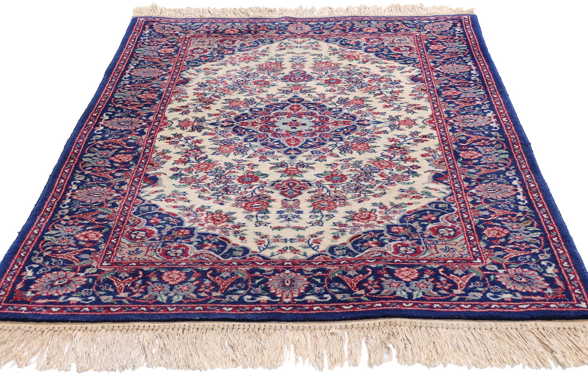 Vintage Ivory Chinese Tabriz Rug with Traditional Style For Sale 1