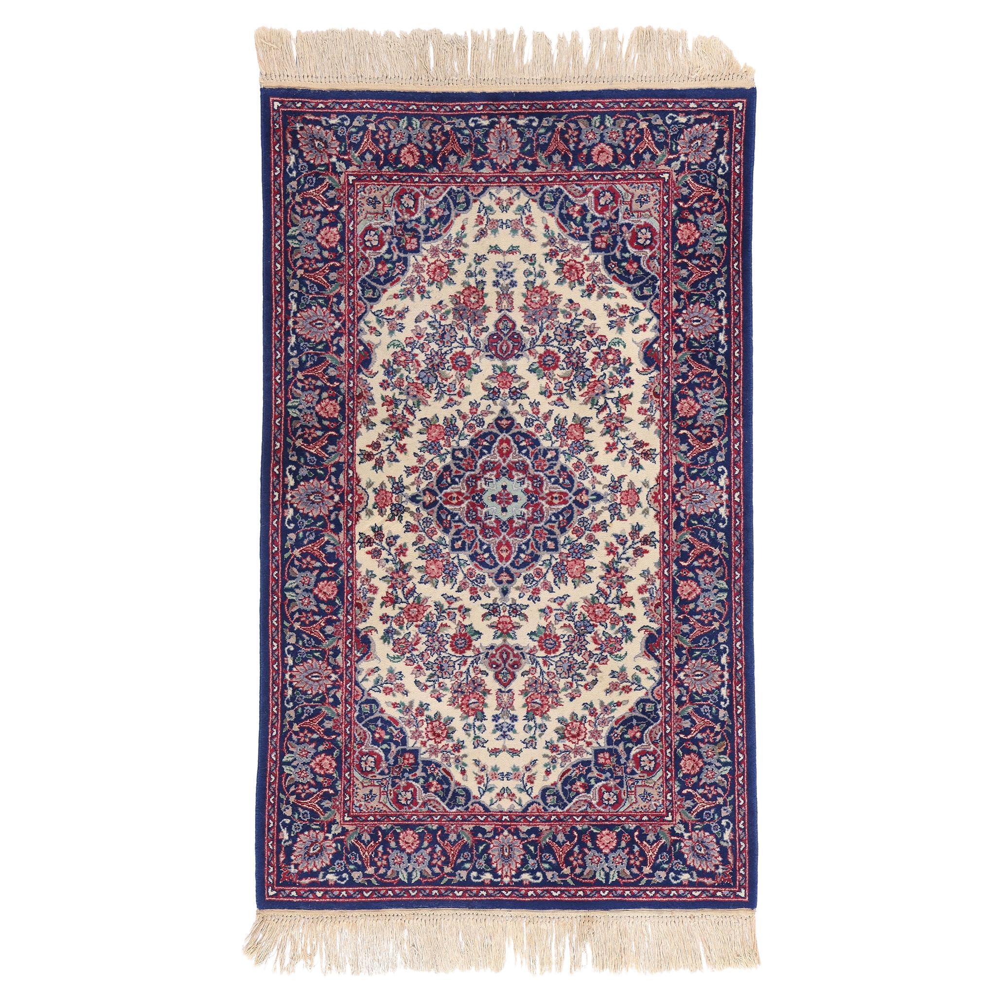 Vintage Ivory Chinese Tabriz Rug with Traditional Style For Sale