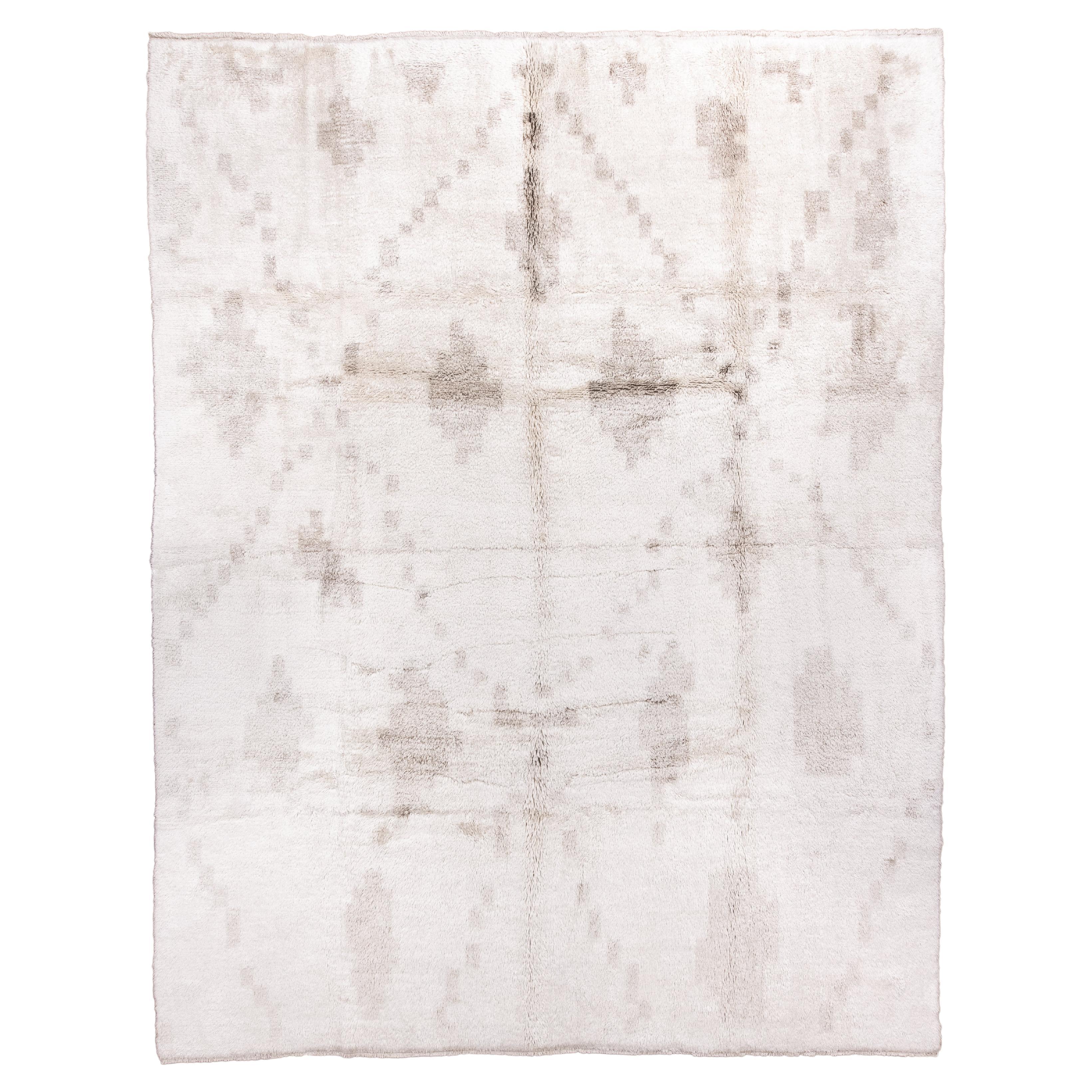 Vintage Ivory Color Moroccan Rug