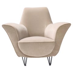Vintage Ivory Fabric Armchair by Ico Parisi, Italy