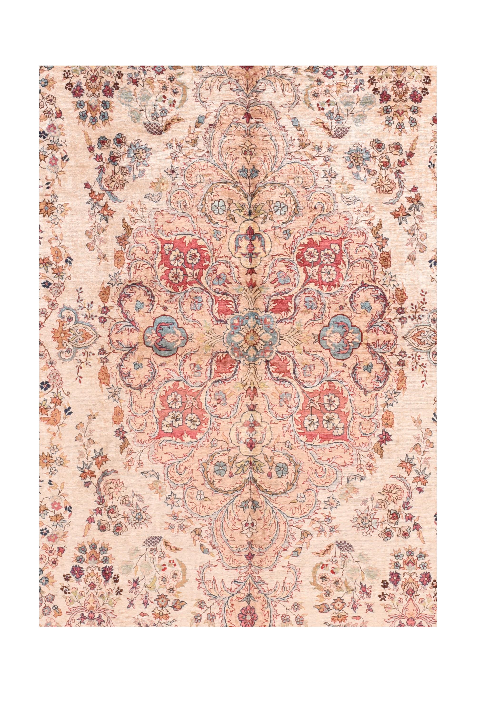 Mid-20th Century Extremely Fine Turkish Silk Herekeh Rug 6'5'' x 10'4'' For Sale