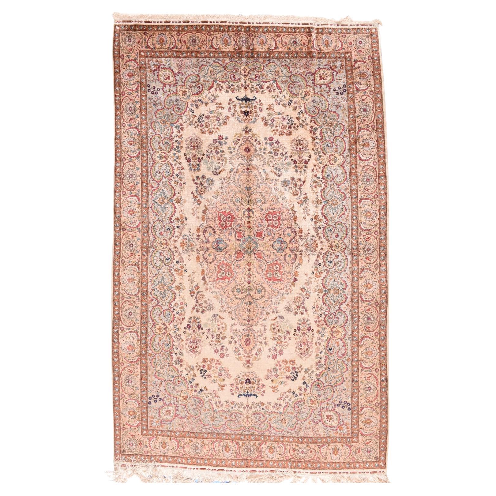Extremely Fine Turkish Silk Herekeh Rug 6'5'' x 10'4'' For Sale