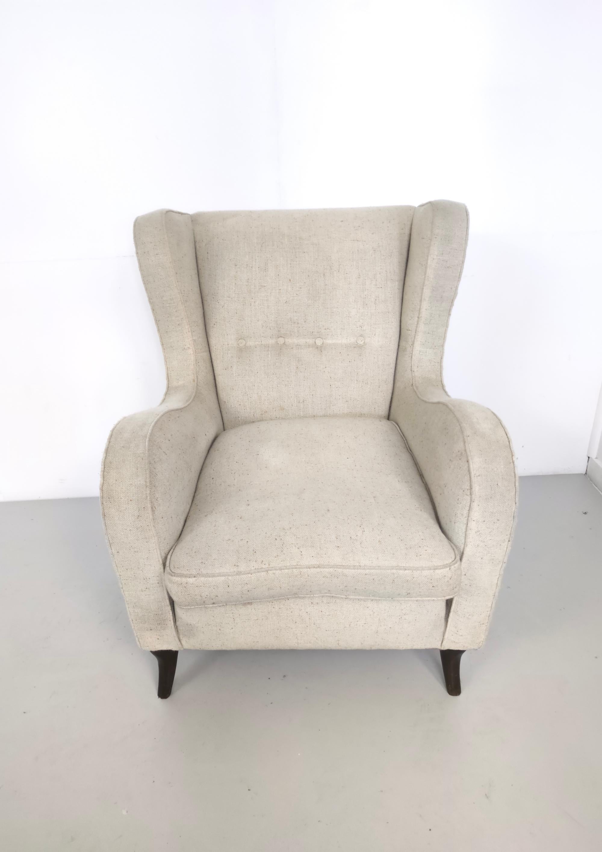 Mid-20th Century Vintage Ivory Lounge Chair in the Style of Gio Ponti, Italy For Sale