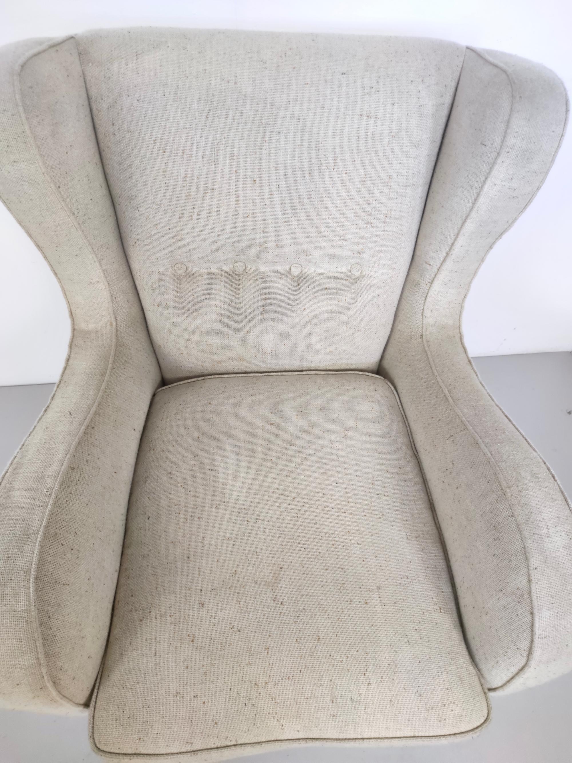 Vintage Ivory Lounge Chair in the Style of Gio Ponti, Italy For Sale 2