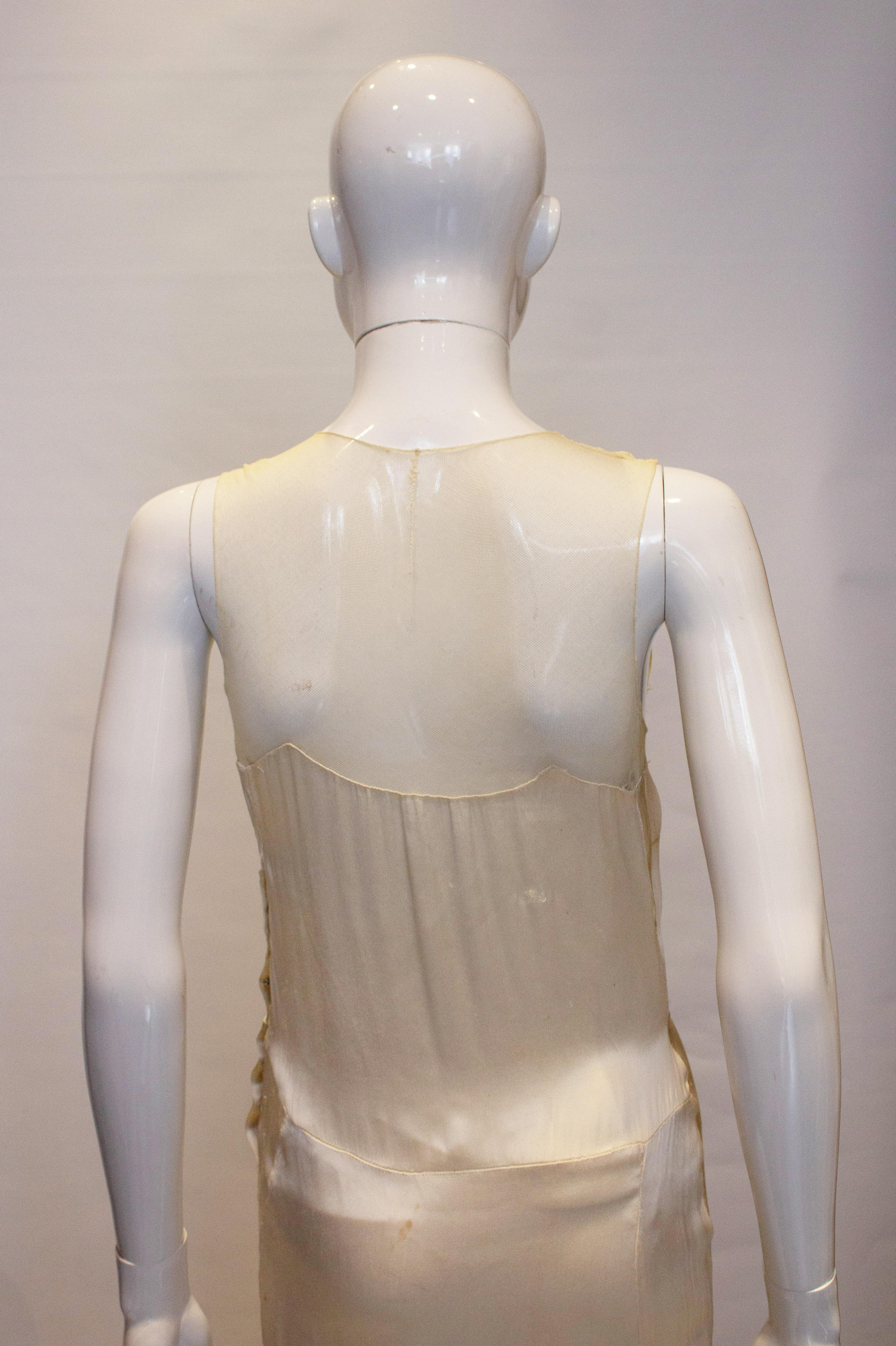 Women's Vintage Ivory Net and Satin Slip Dress For Sale