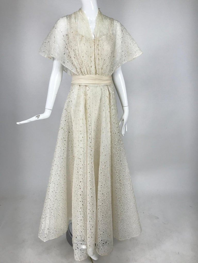 Vintage 1960s Ivory Organza Mini Dress