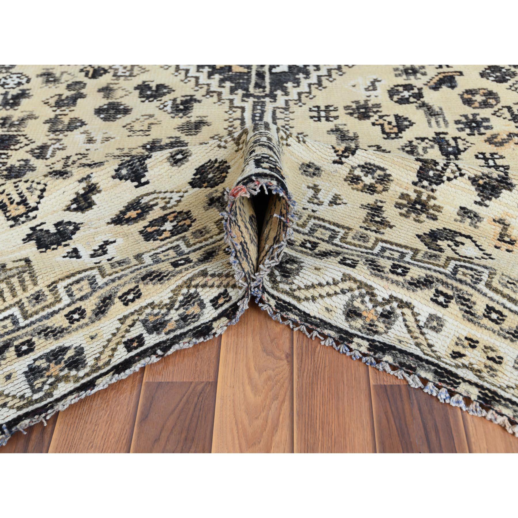 Mid-20th Century Vintage Ivory Persian Qashqai Handmade Wool Distressed Bohemian Rug