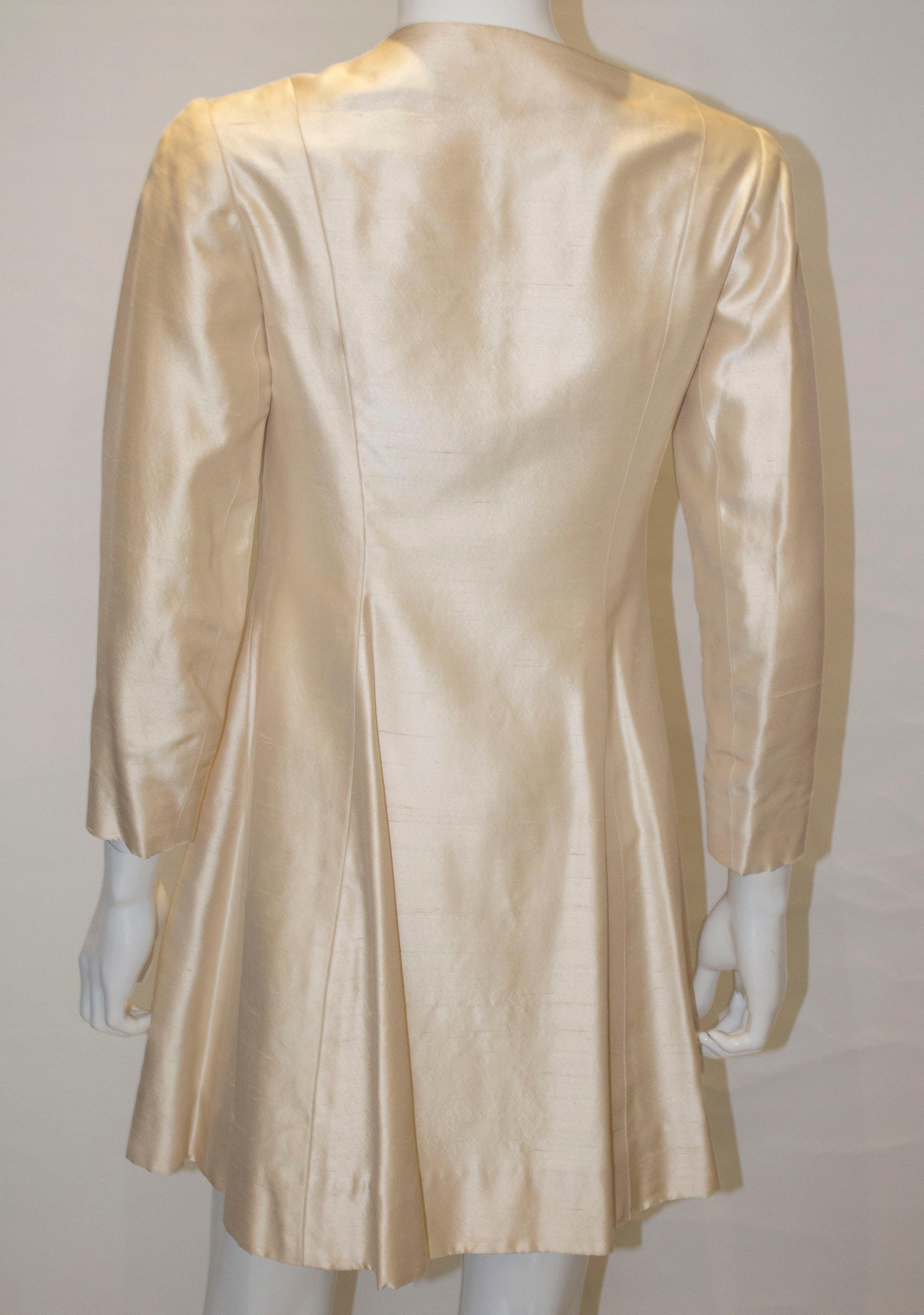 Women's Vintage Ivory Raw Silk Coat Dress