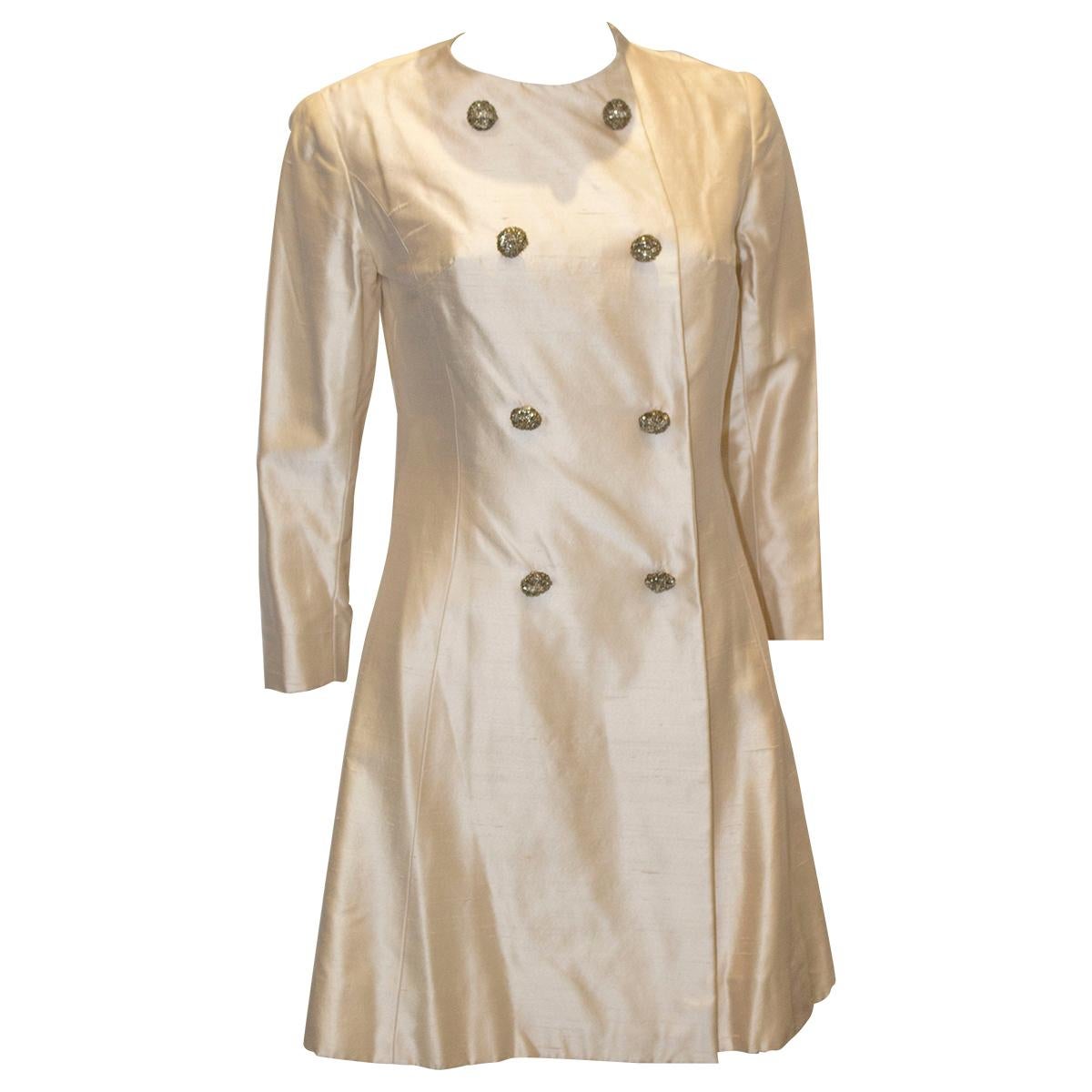 Vintage Ivory Raw Silk Coat Dress