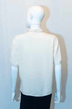 Vintage Ivory Silk Blouse with Embroidery