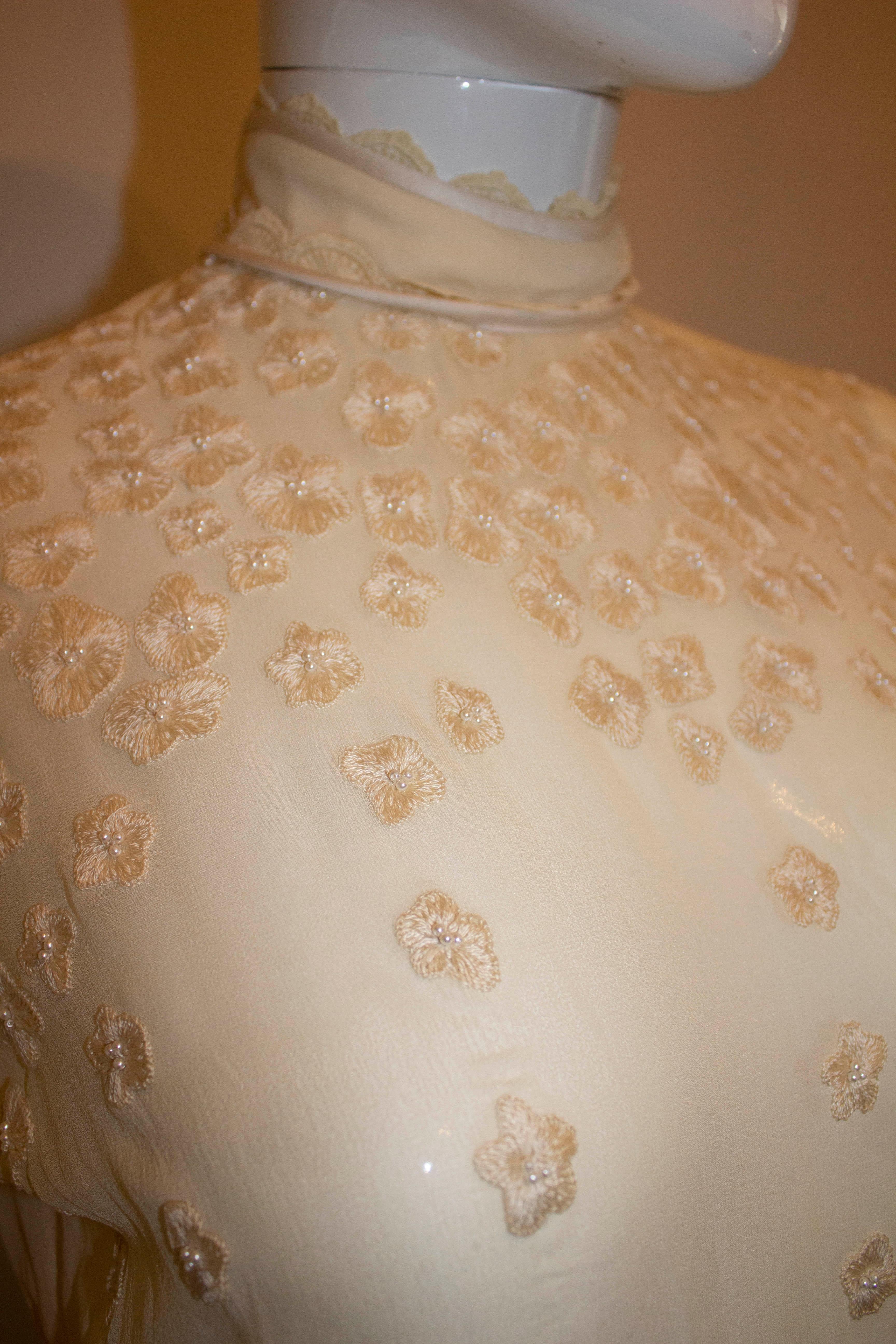 Women's Vintage Ivory Silk Couture Evening Gown  / Wedding Dress