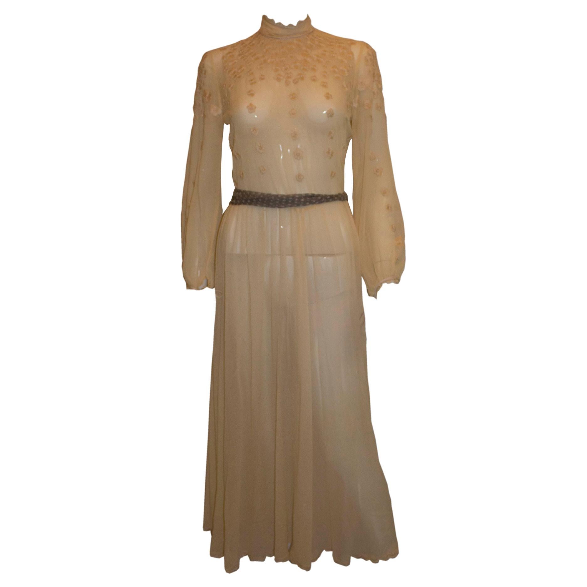 Vintage Ivory Silk Couture Evening Gown  / Wedding Dress