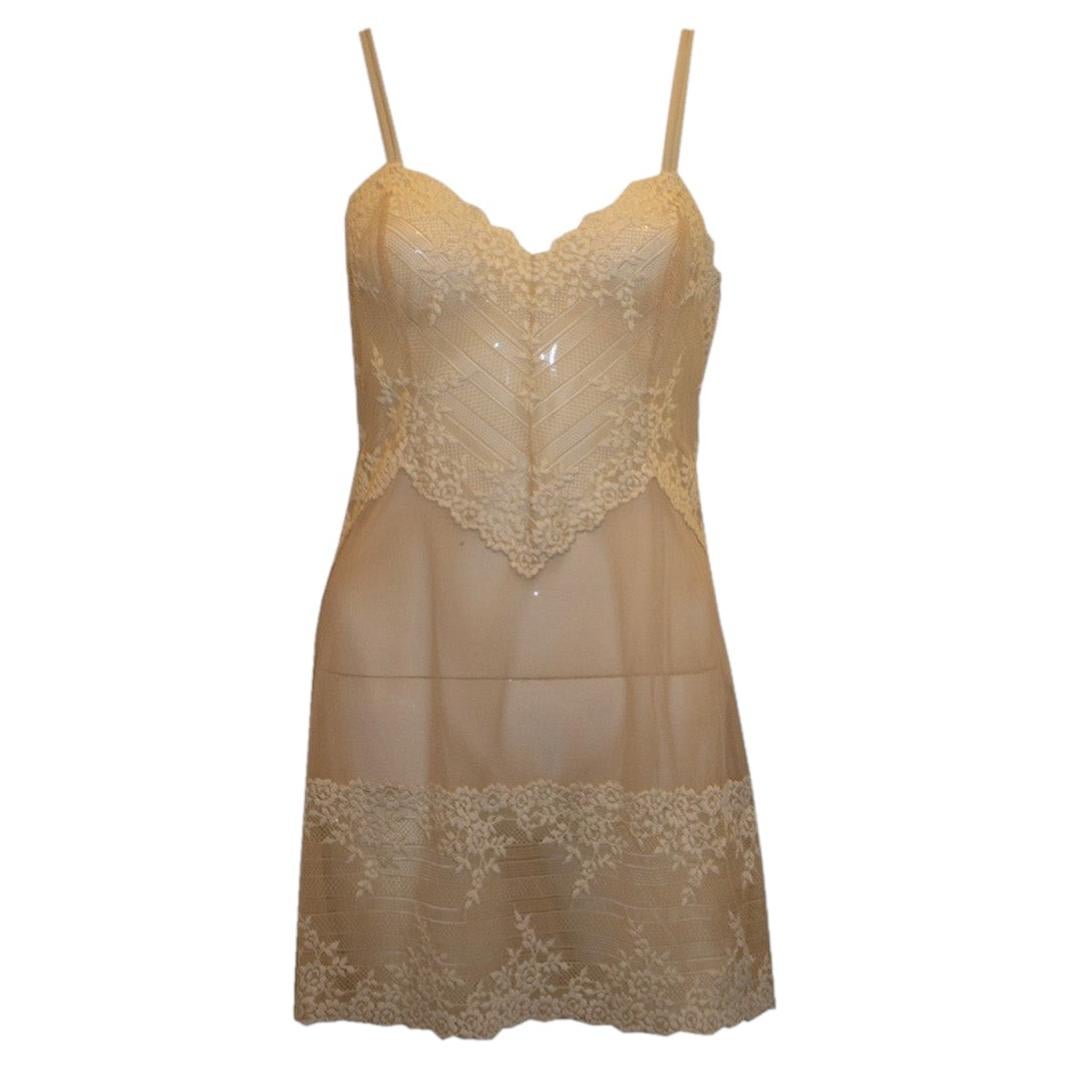 Vintage Ivory Slip with White Embroidery