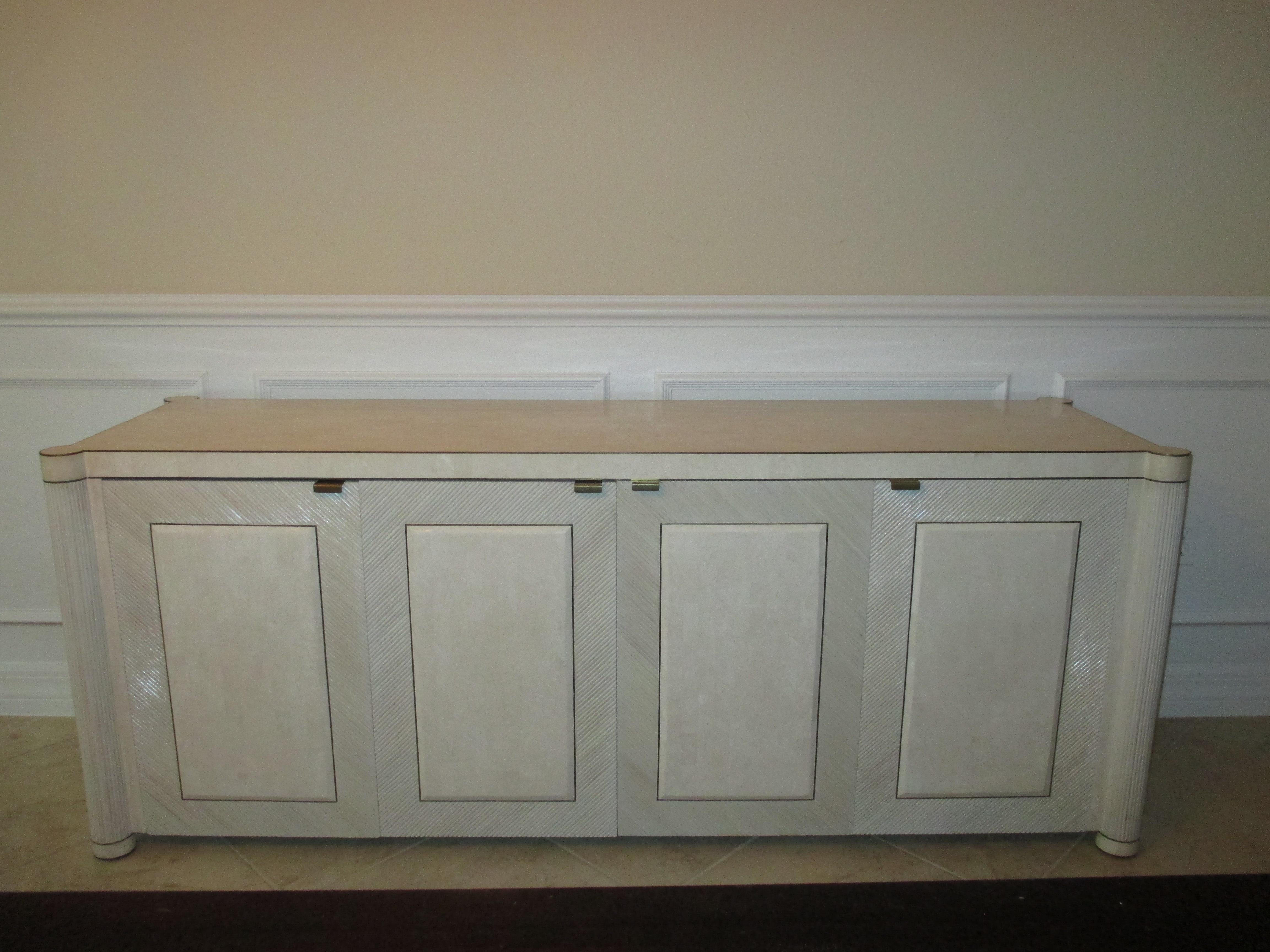 Vintage Ivory Split Bamboo Sideboard In Good Condition For Sale In Naples, FL