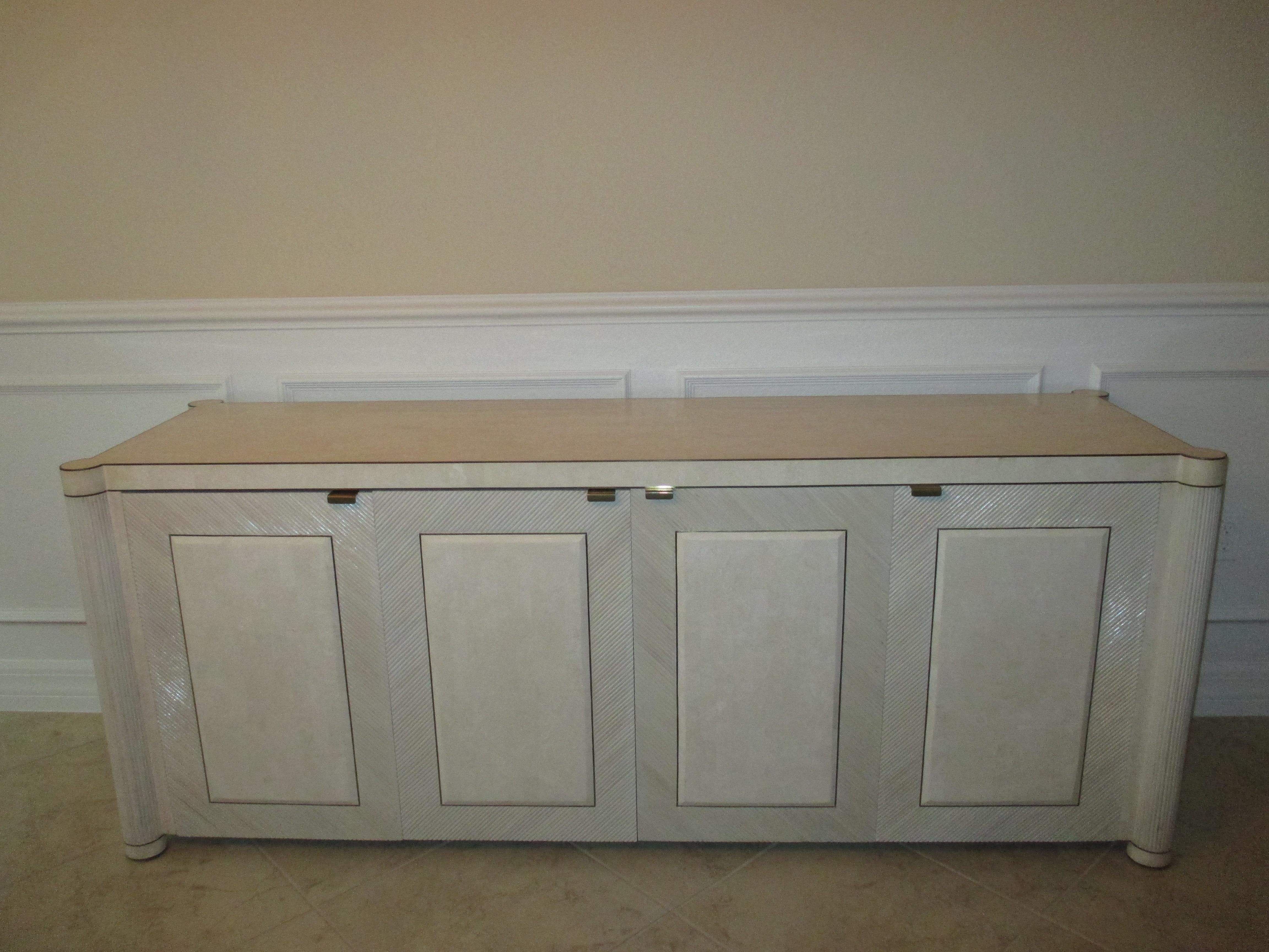 20th Century Vintage Ivory Split Bamboo Sideboard For Sale