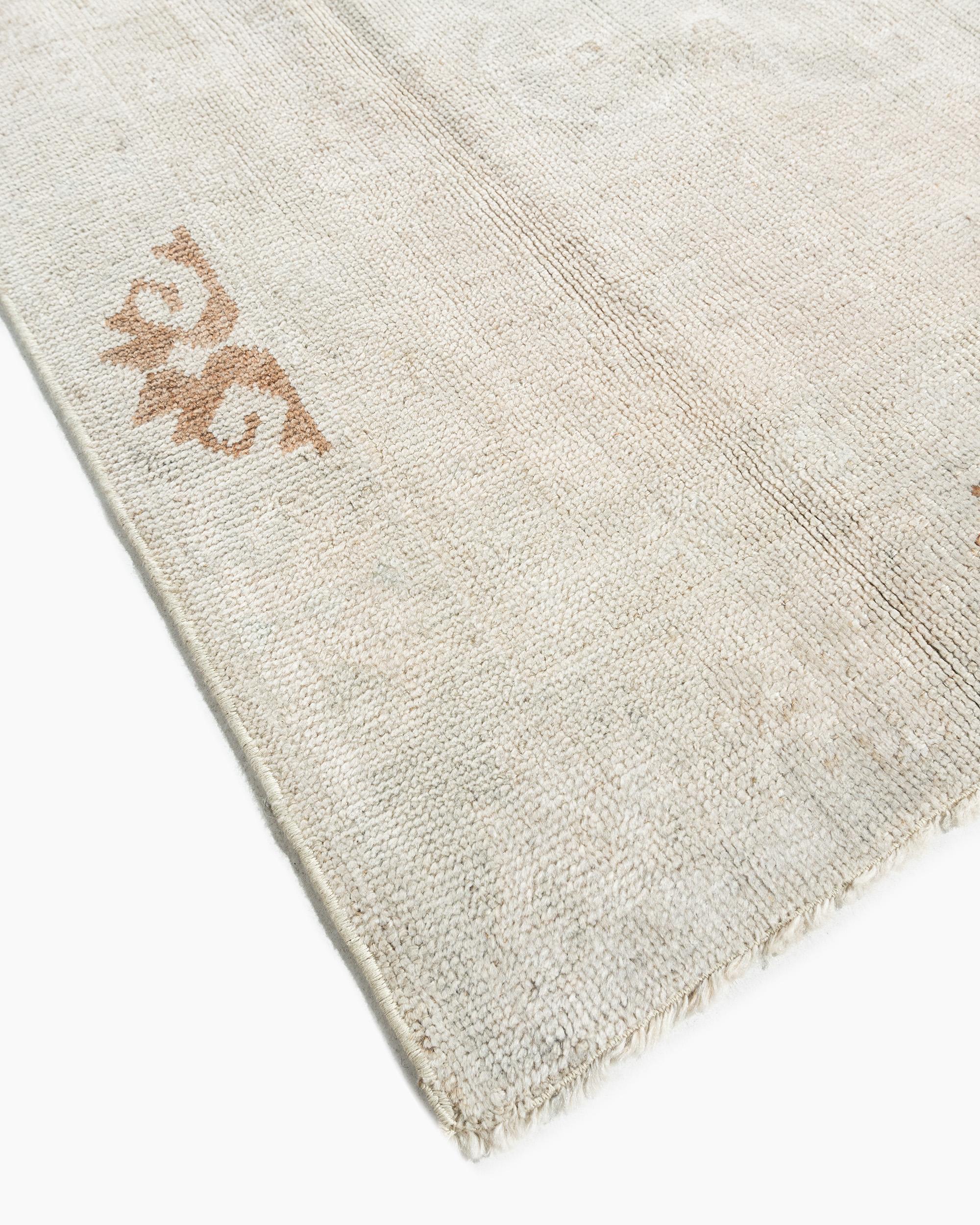 Vintage Elfenbein gedämpft türkischen Oushak Läufer Teppich 4'2 X 11'8 im Angebot 4