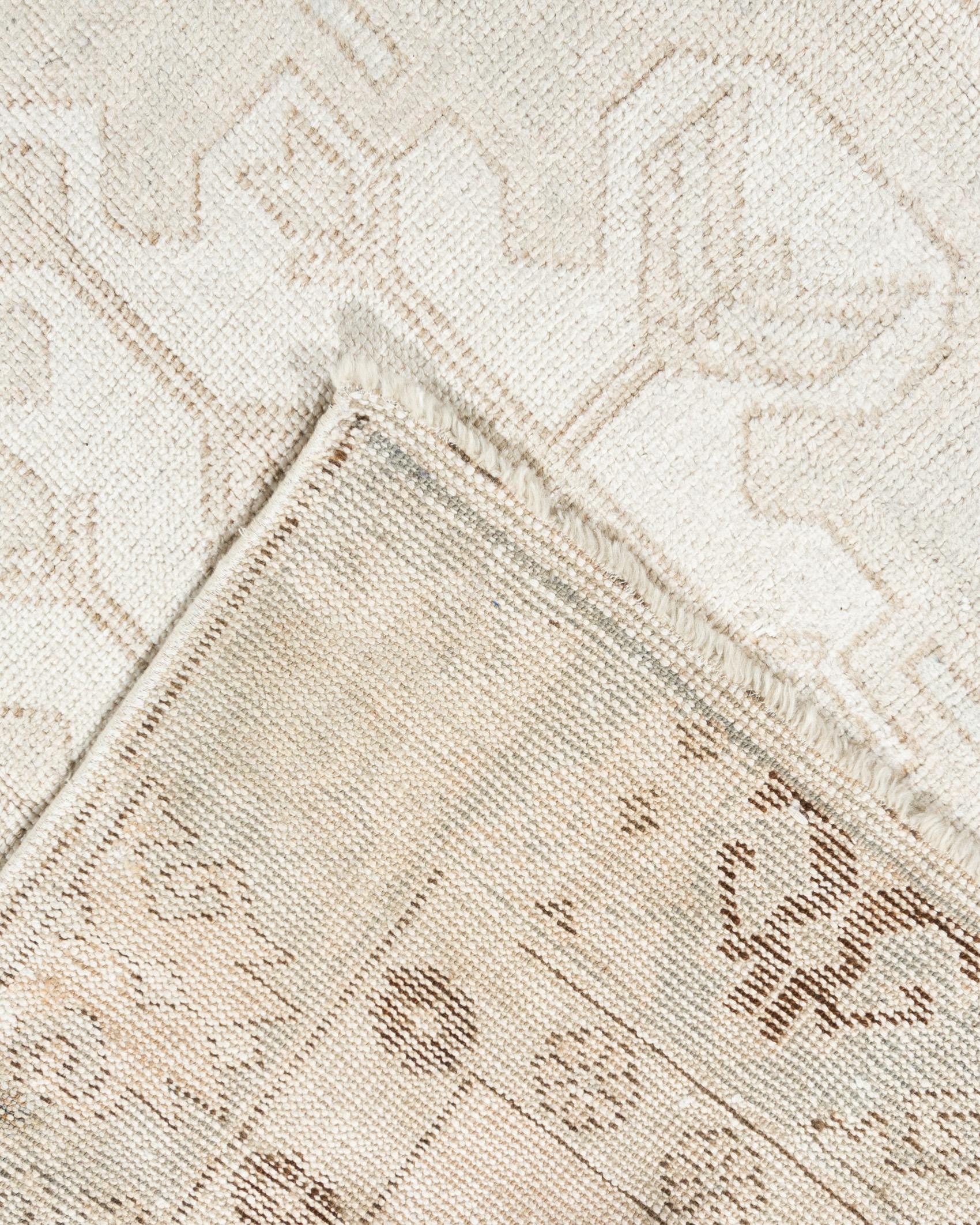 Vintage Elfenbein gedämpft türkischen Oushak Läufer Teppich 4'2 X 11'8 (Wolle) im Angebot