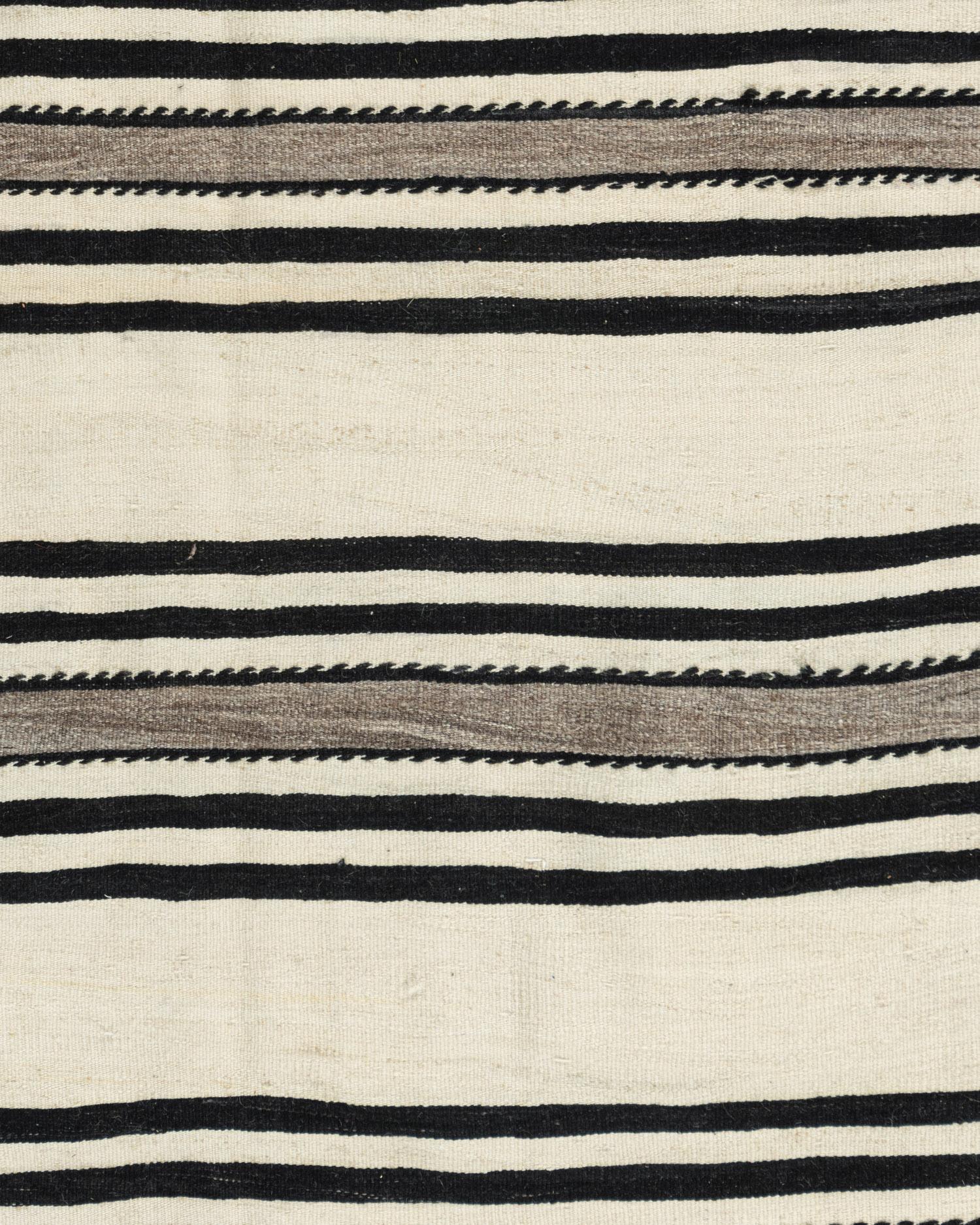 4'4 X 13'11. This vintage Turkish flat weave Kilim was hand-woven in the 1950's. The simplicity and boldness of this piece can also give a contemporary feel and is able to look at home in both a modern or traditional setting Colors:
